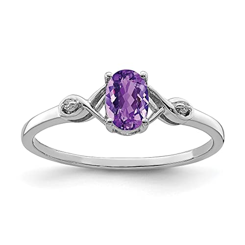 925 Sterling Silver Diamond Amethyst Oval Ring - Elegant Gemstone Jewelry for Women | Perfect Gift for Her | Ideal for Weddings, Anniversaries & Special Occasions