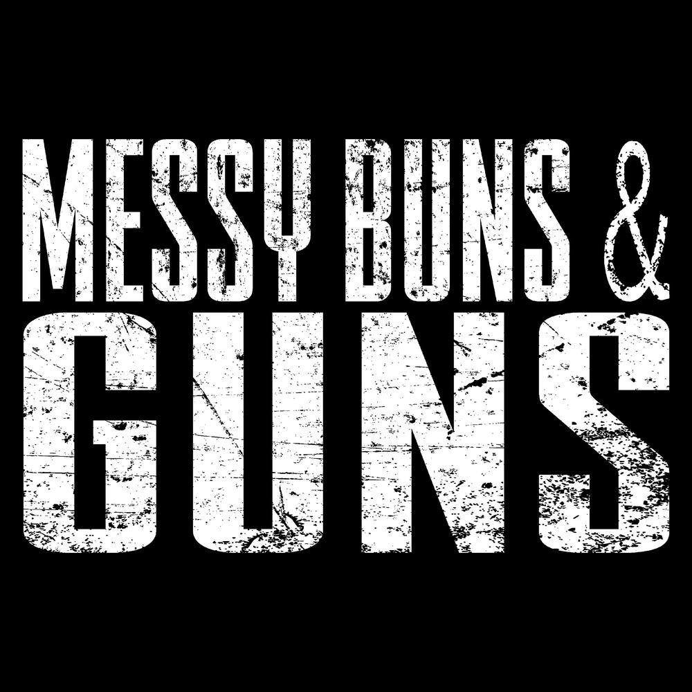 Women's Messy Buns & Guns Long Sleeve T-Shirt - Black | Gym Workout & Casual Wear