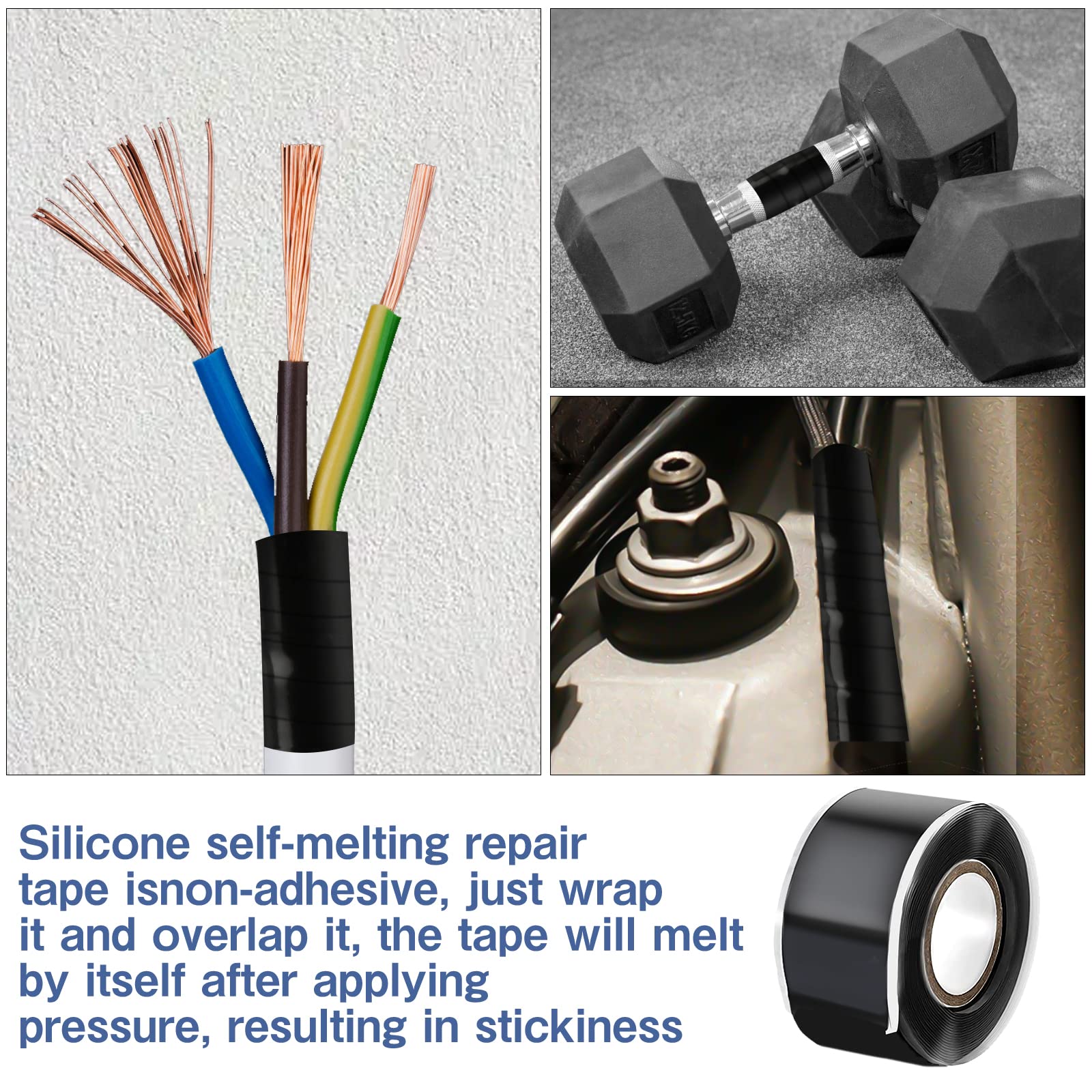 Self-Fusing Silicone Tape 1 Inch x 10Ft - 2 Rolls Waterproof Rubber Repair Tape for Pipe Leaks, Hose Repair & Emergency Fixes - Perfect for Plumbing, Automotive & Outdoor Gear Maintenance
