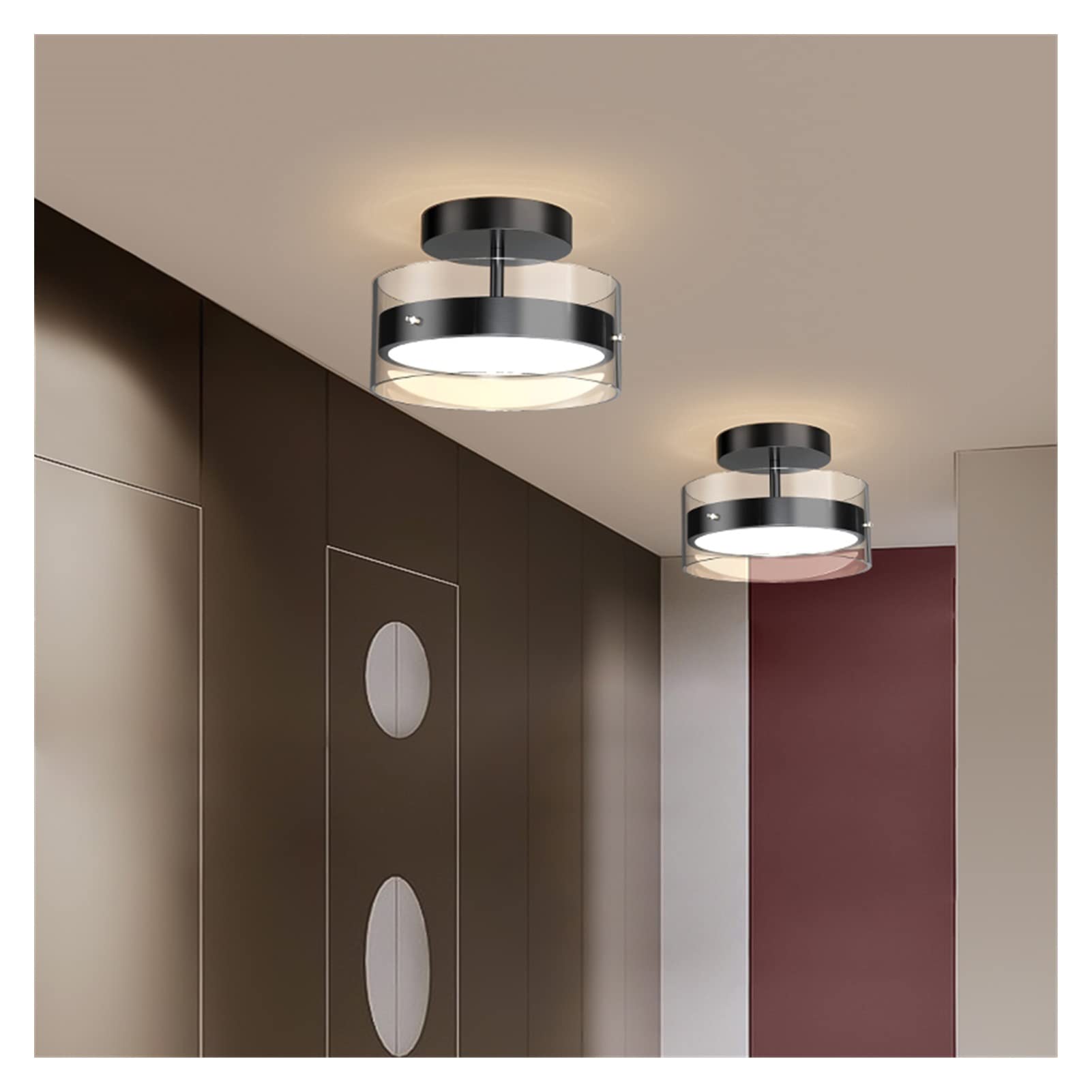 Modern LED Chandelier Ceiling Light - Gold & Black Small Pendant Lamp for Bedroom, Cloakroom, Balcony & Aisle - Warm White Lighting (110V) - Perfect for Home Decor & Ambient Lighting