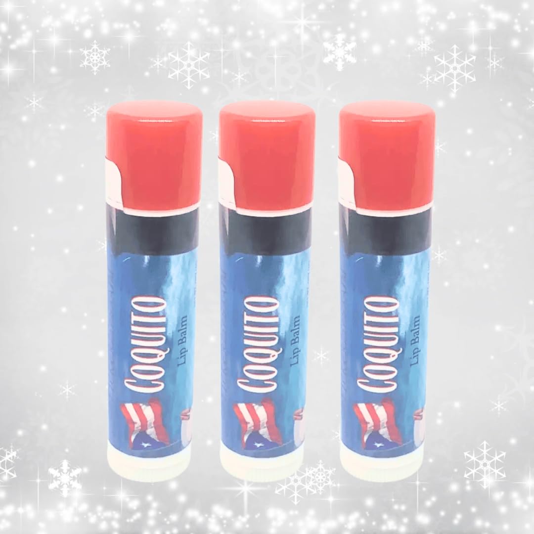 Coquito Lip Balm 3 Pack - All-Natural Coconut, Vanilla & Cinnamon Lip Care | Hydrating Lip Balm for Dry & Chapped Lips | Tropical Holiday Flavor, Long-Lasting Moisture | Perfect for Winter Care, Travel & Gifts