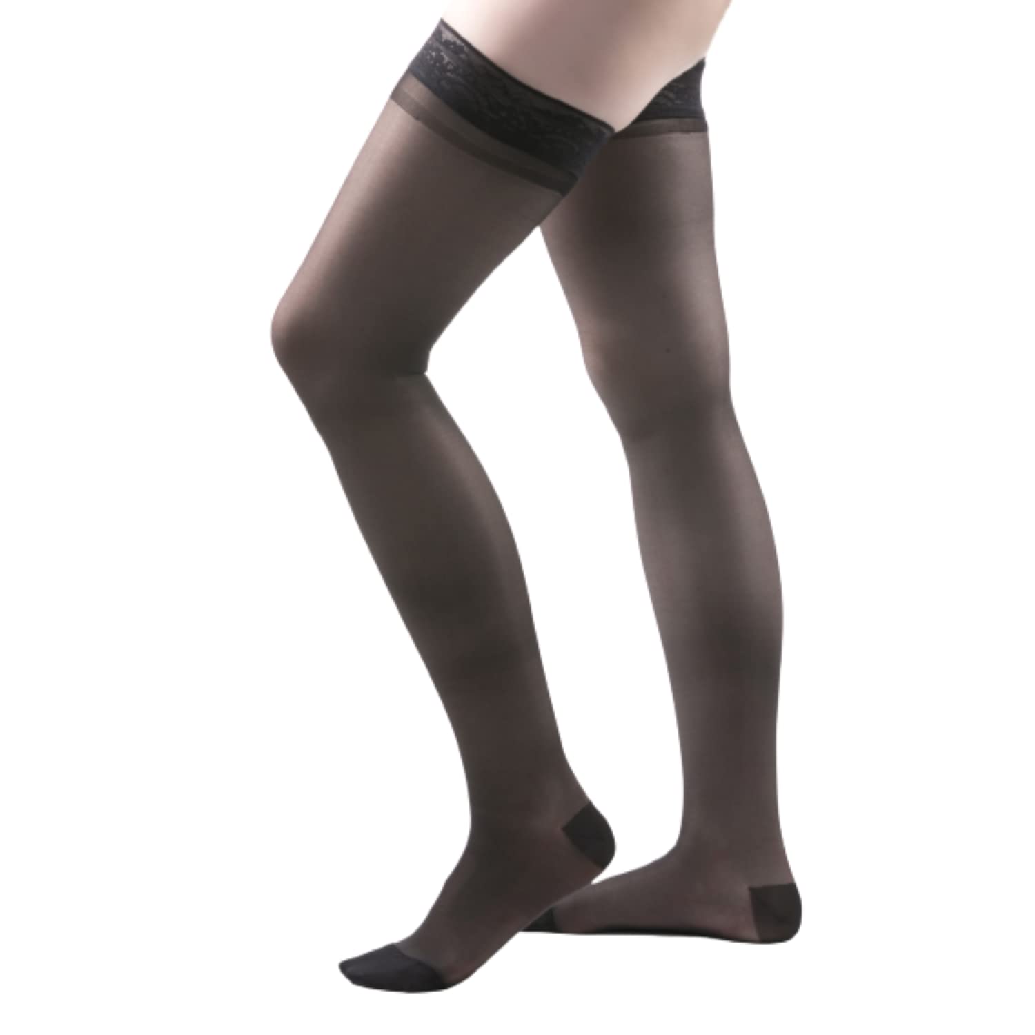 Allegro 15-20 mmHg Essential 4 Sheer Compression Stockings for Women - Thigh High, Closed Toe, Comfortable Support Hose for Varicose Veins, Travel & Work