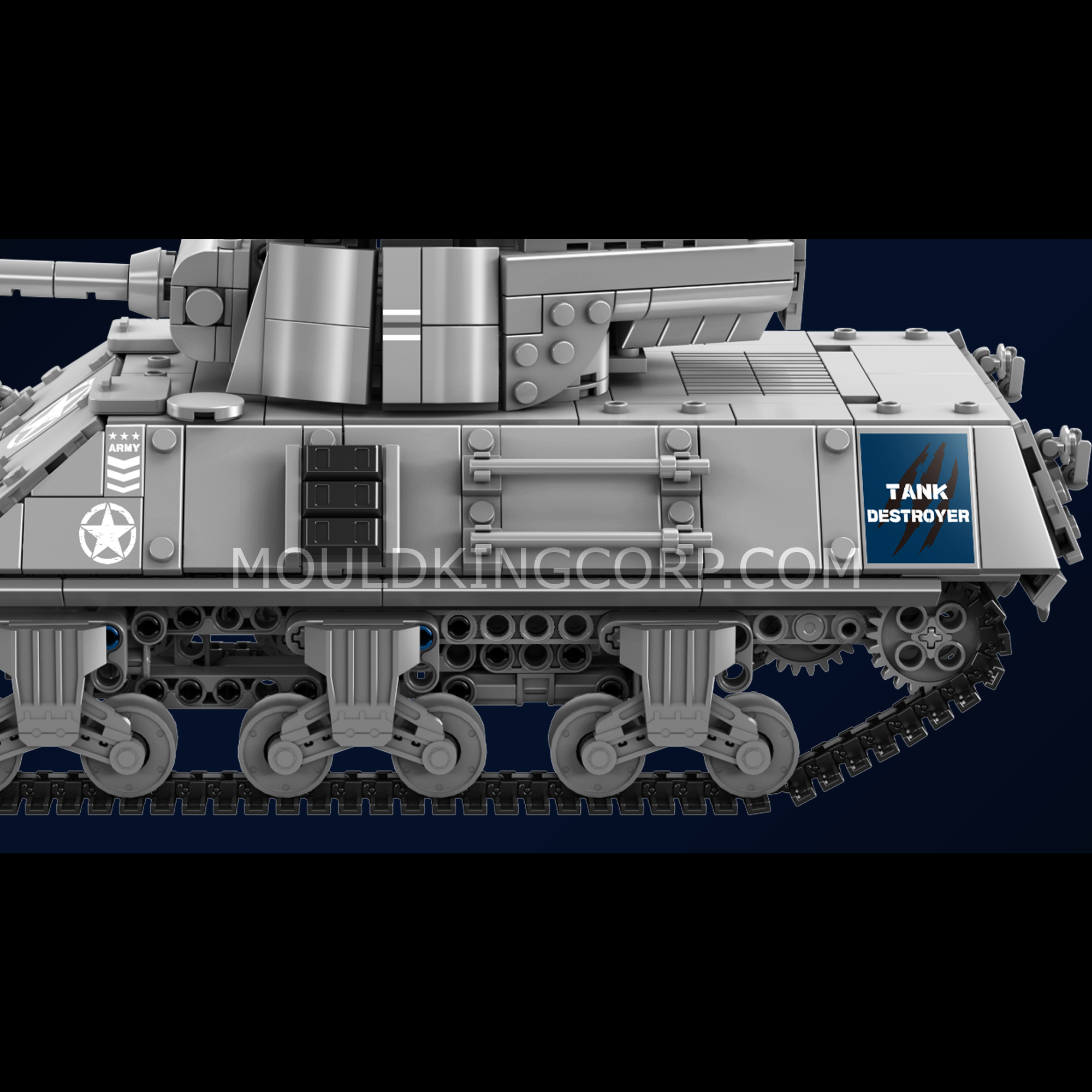 Mould King 20034 Pershing Heavy Tank Building Blocks Set - 1,057 Pieces Military Model Kit for Adults & Teens | WW2 Tank Collection, DIY Construction Toy for Display & Gift