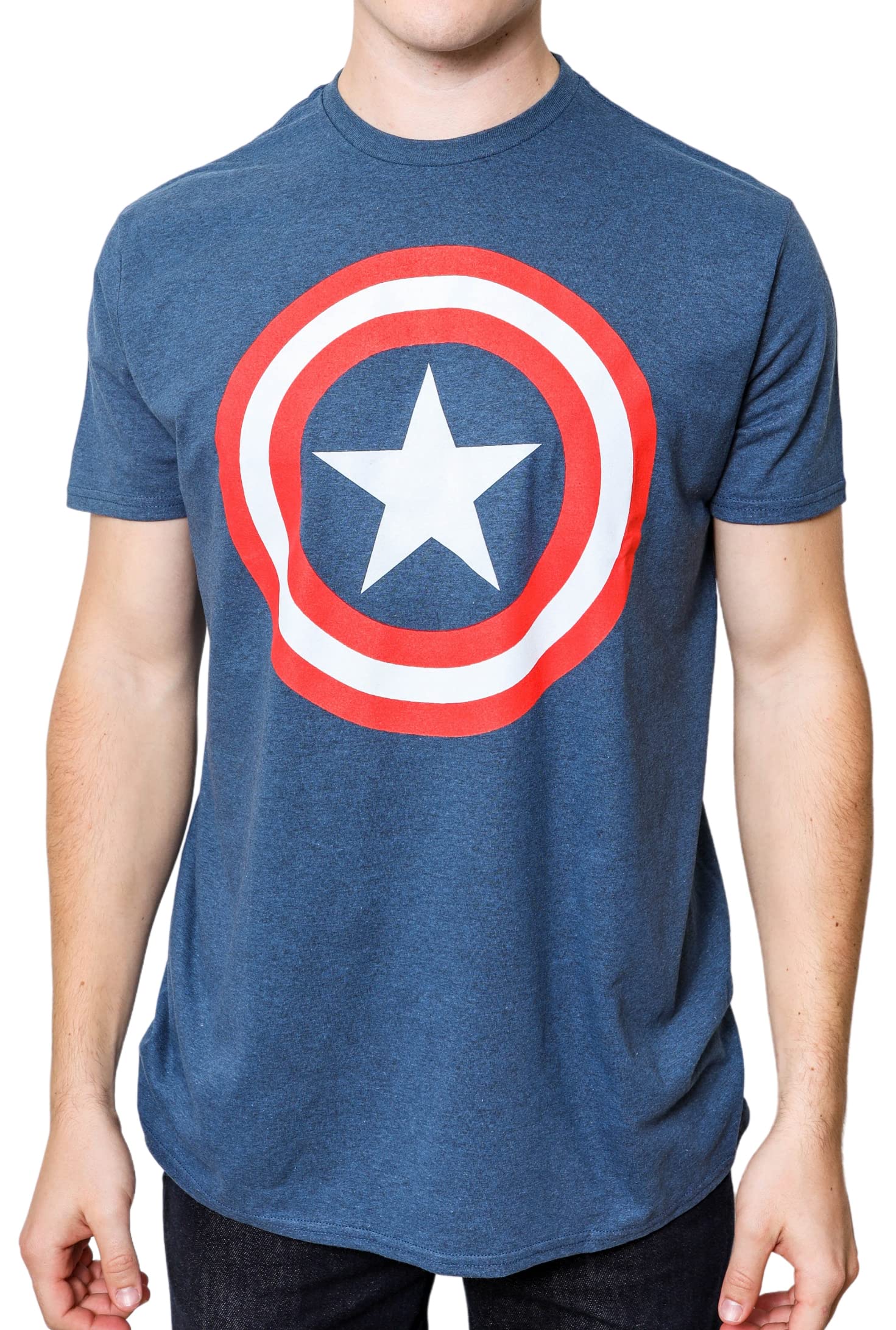 Marvel Captain America Distressed Shield Logo Men's T-Shirt | Superhero Graphic Tee for Fans & Collectors | Casual Wear, Cosplay & Comic Con Outfits
