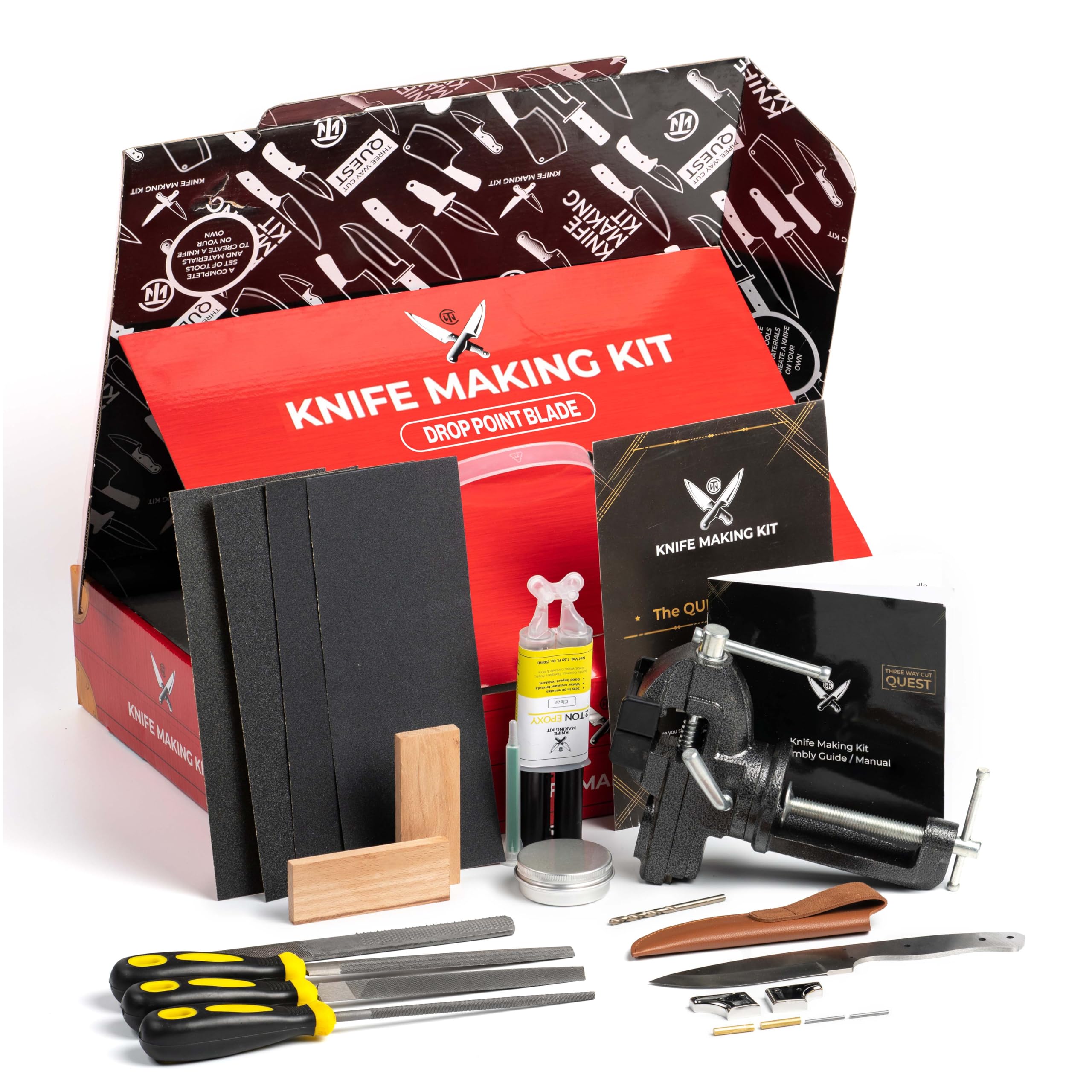 Professional Knife Making Kit for Beginners - Complete DIY Gift Set with Stainless Steel Blade, Tools & Accessories | Perfect for Men, Husband, Boyfriend, Dad | Great for Handcraft Hobbies, Woodworking & Outdoor Survival Skills