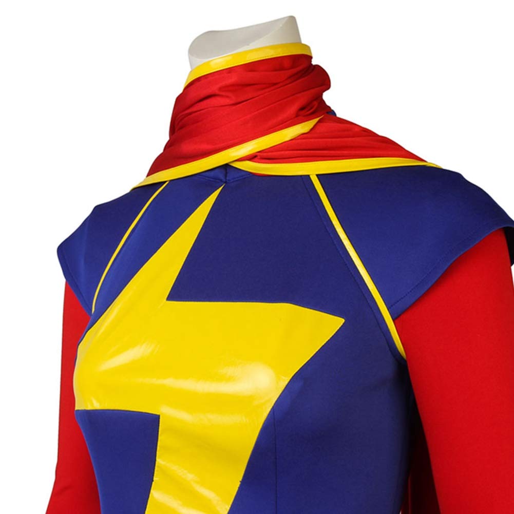 Ms. Marvel Kamala Khan Cosplay Costume - Full Spandex Suit with Cape for Halloween, Comic Con & Superhero Parties | Official Marvel Inspired Outfit