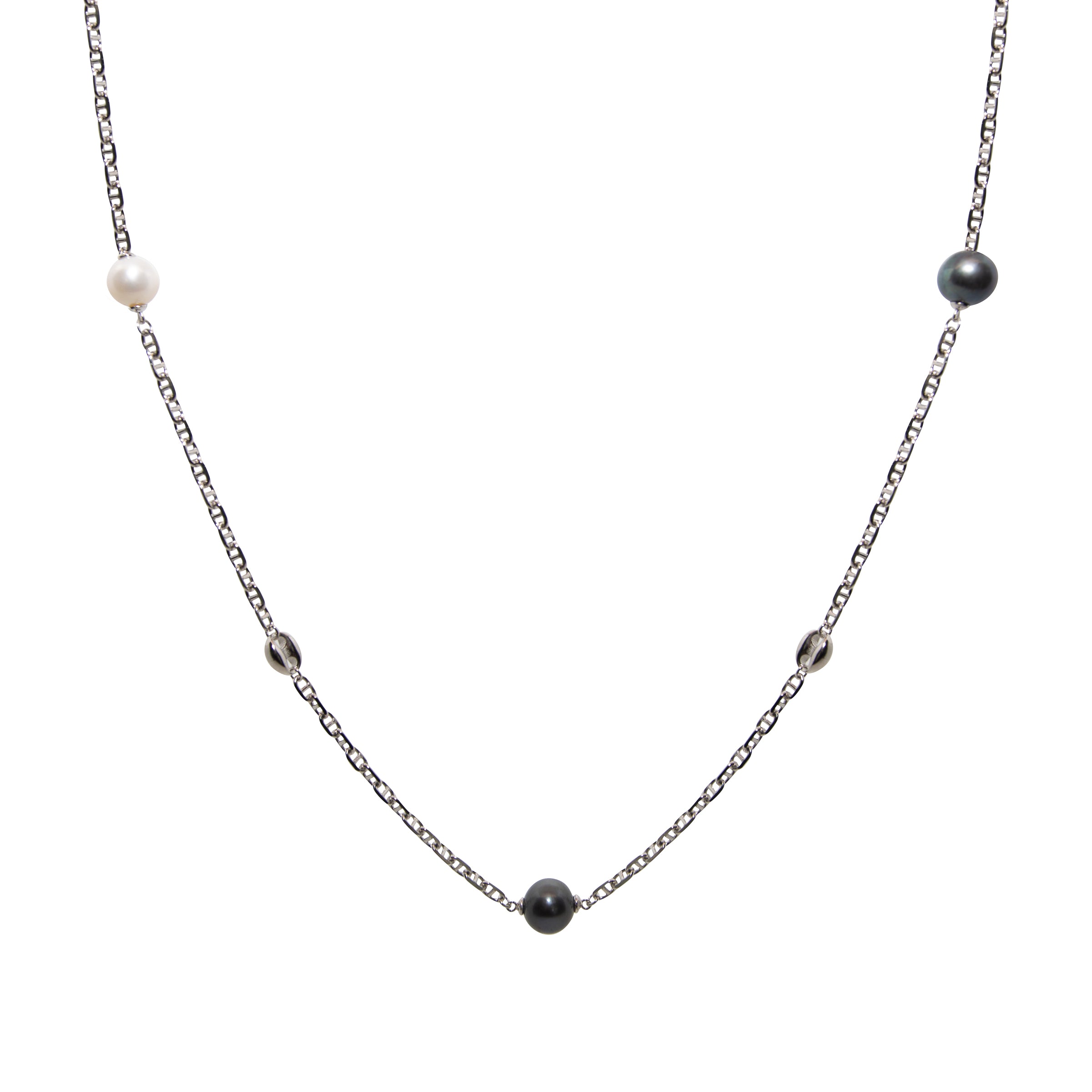 Chromatic Pearl Fusion Chain Necklace - Elegant Layered Pearl Jewelry for Women | Perfect for Weddings, Parties & Special Occasions