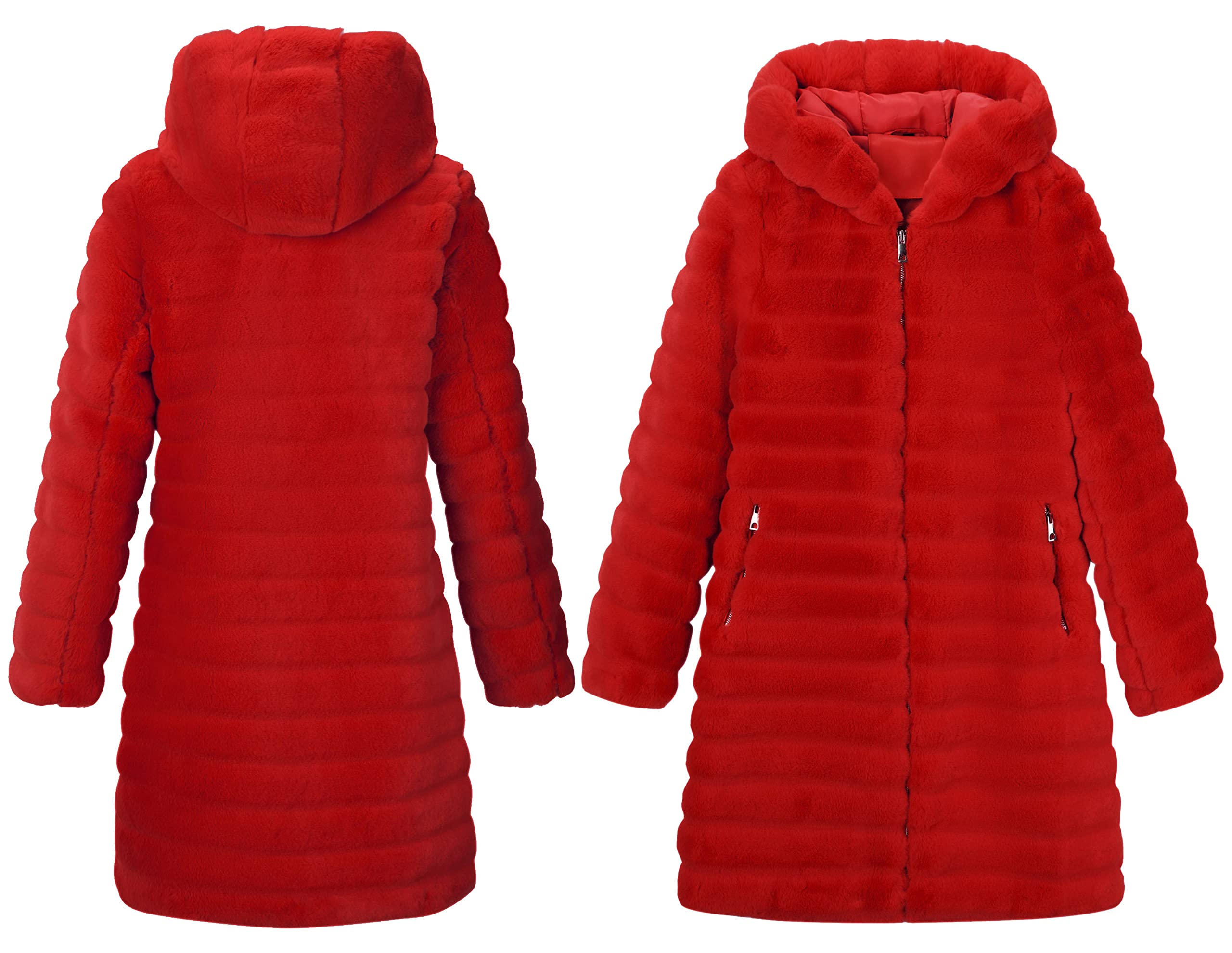 RISISSIDA Women's Long Faux Fur Coat - Fuzzy Winter Jacket with Hood, Warm Overcoat for Fall & Winter | Perfect for Cold Weather, Outdoor Activities & Fashion Layering