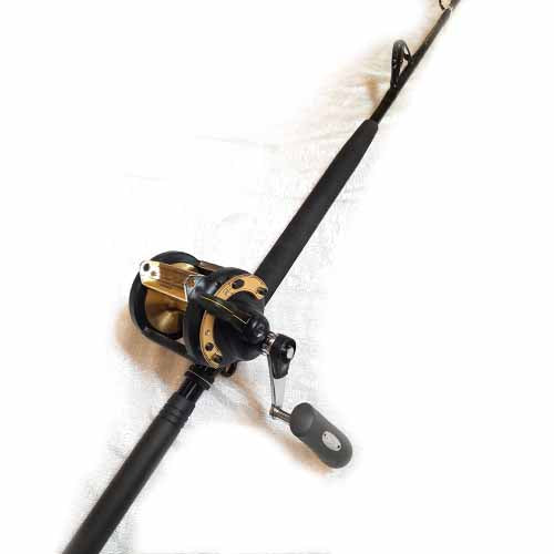 Shimano TLD50 Conventional Fishing Reel & Rod Combo - Capt. Harry's CHSU 5058 WRST Saltwater Offshore Trolling Setup - Perfect for Deep Sea Fishing, Big Game Angling, and Offshore Trolling Adventures
