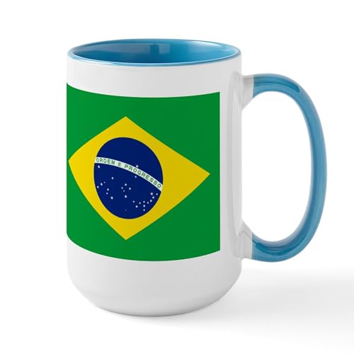 White/Blue Inside - Flag Of Brazil Large Mug