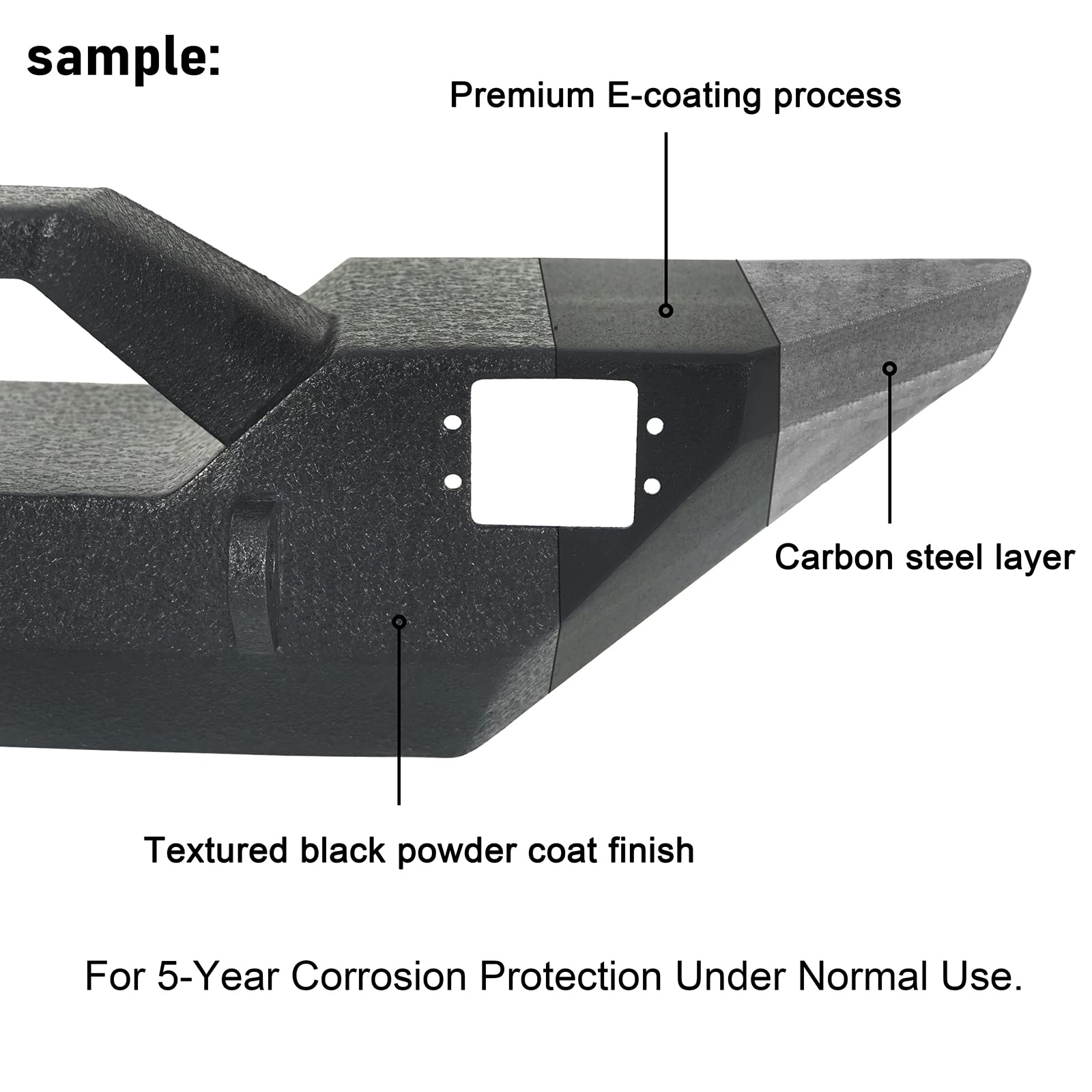 Heavy Duty Steel Rear Bumper with Step for 2005-2015 Toyota Tacoma 2nd Gen | Textured Surface | Integrated 18W LED Flood Lights & D-Ring Tow Points | Off-Road Protection & Truck Accessories (Perfect for Off-Roading, Camping & Work Trucks)