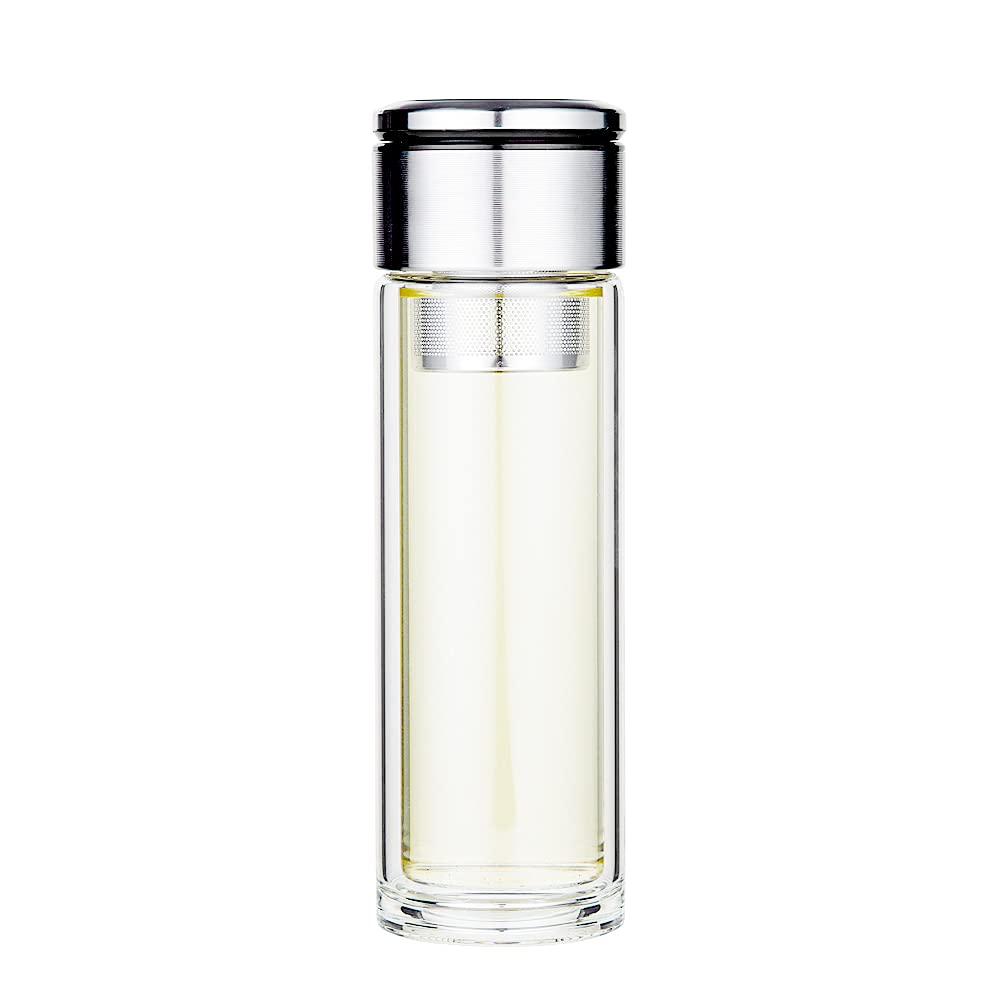 11 oz Double Wall Glass Tea Infuser Bottle with 2 Filters - 320ml Loose Leaf Tea Strainer & Tumbler - Perfect for Home, Office & Travel - VVS-eLife