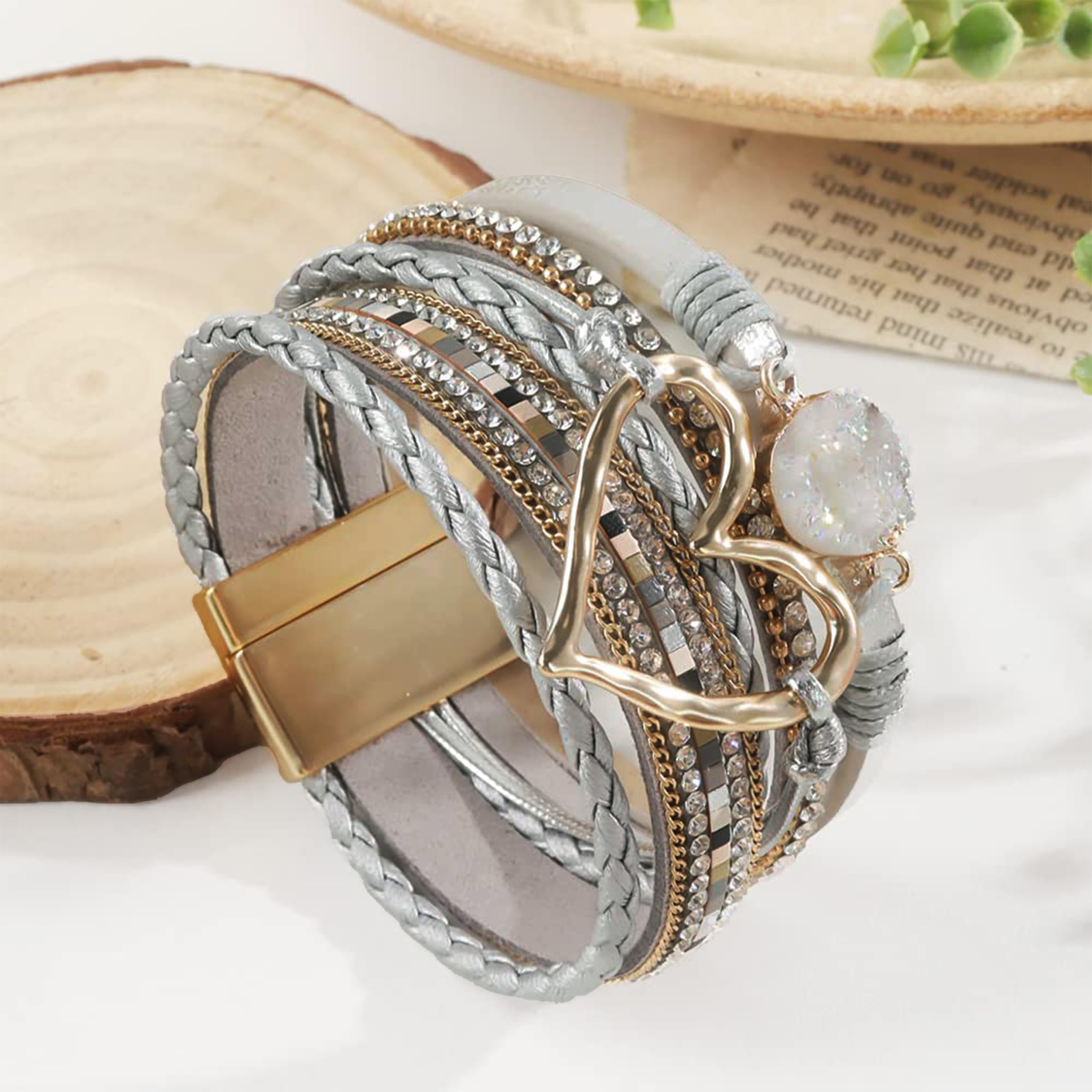 Boho Leather Wrap Bracelets for Women - Trendy Stackable Infinity Bracelets, Layered Boho Jewelry Gifts - Perfect for Everyday Wear, Festival Outfits & Bohemian Style Accessories