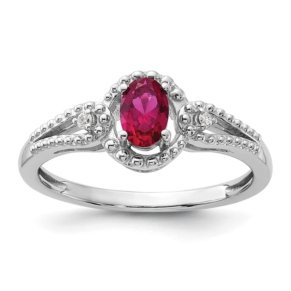 0.49ct Oval Cut Ruby & Diamond Engagement Ring for Women - 14K White Gold Vintage Wedding Band, Promise Ring, Anniversary Gift for Her - Perfect for Proposals, Valentines Day & Special Occasions