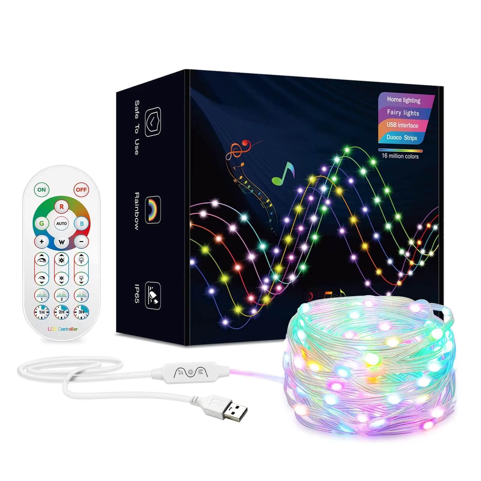 Color Changing LED Fairy Lights for Bedroom - USB Remote & App Control - Perfect for Room Decor & Parties