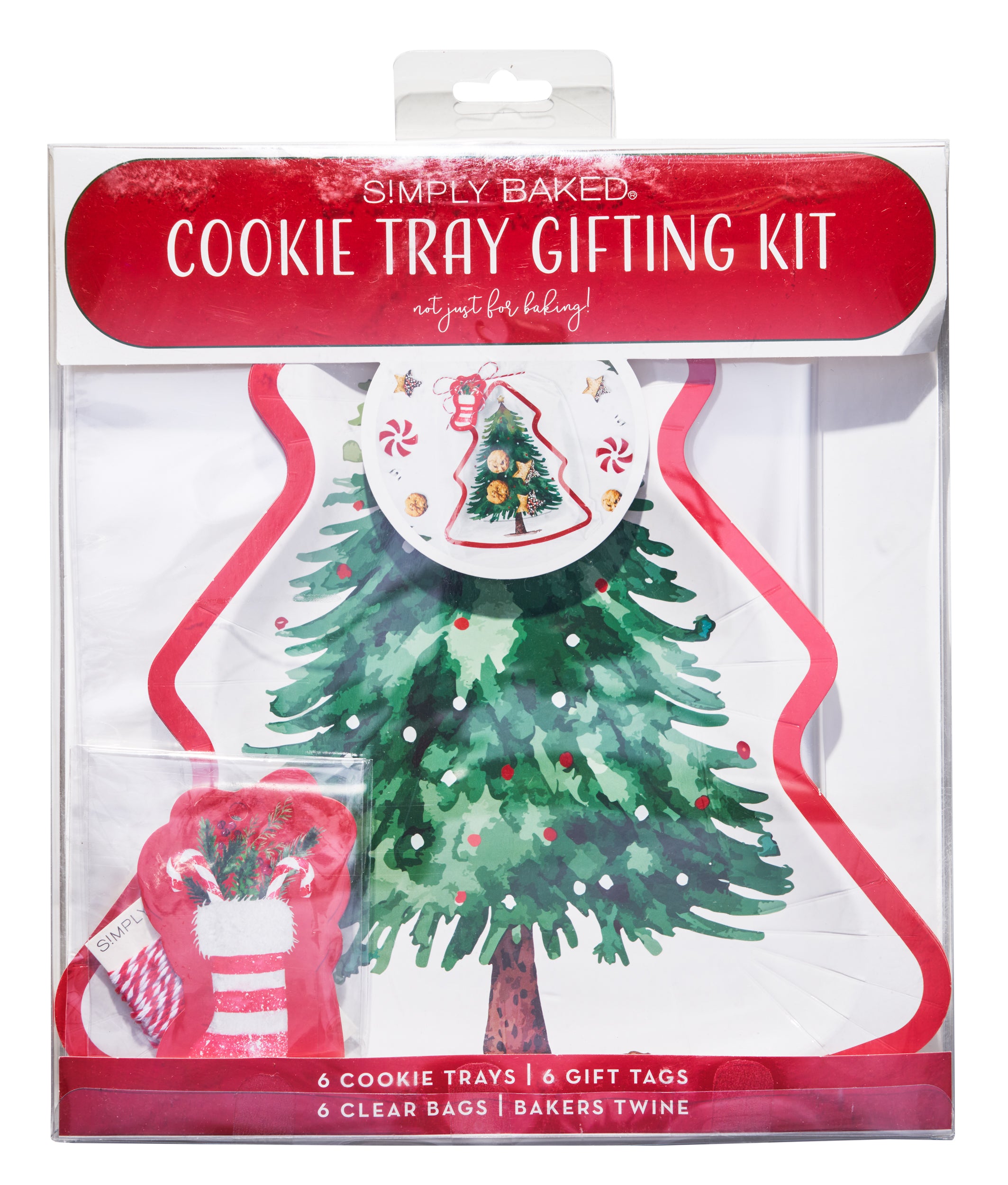 Christmas Cookie Tray Gift Set with Tree Design - 6 Piece Baking Kit for Holiday Gifting & Cookie Exchange Parties