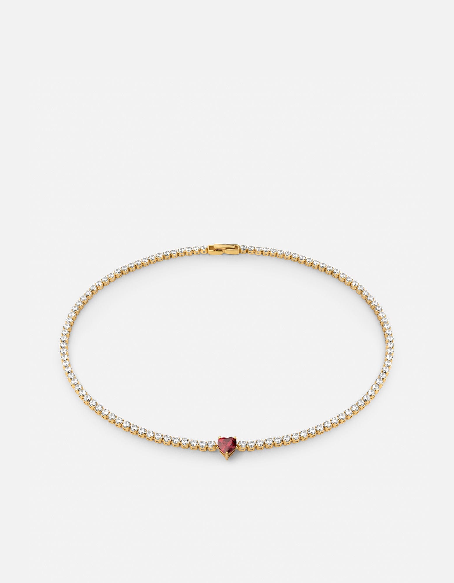 Philo Heart Tennis Choker Necklace - 14K Gold Vermeil with Genuine Topaz & Garnet Gemstones | Elegant Jewelry Gift for Women, Perfect for Date Night & Special Occasions