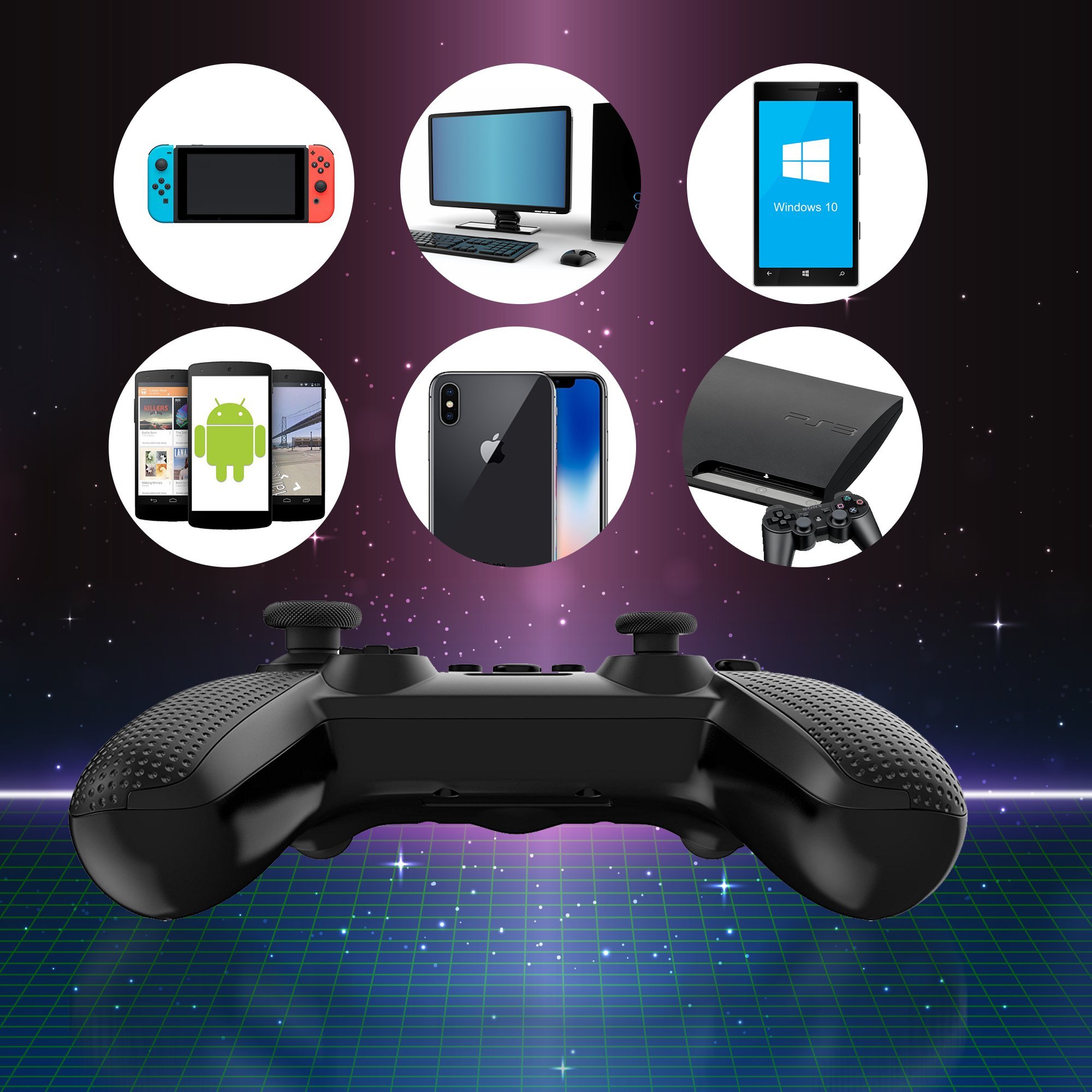 Ortz Wireless Gaming Controller for Nintendo Switch, PC, Windows 7/10 & Android - Free Analog Sticks Included with Turbo Buttons | Perfect for Home Gaming, Travel & Multiplayer Sessions