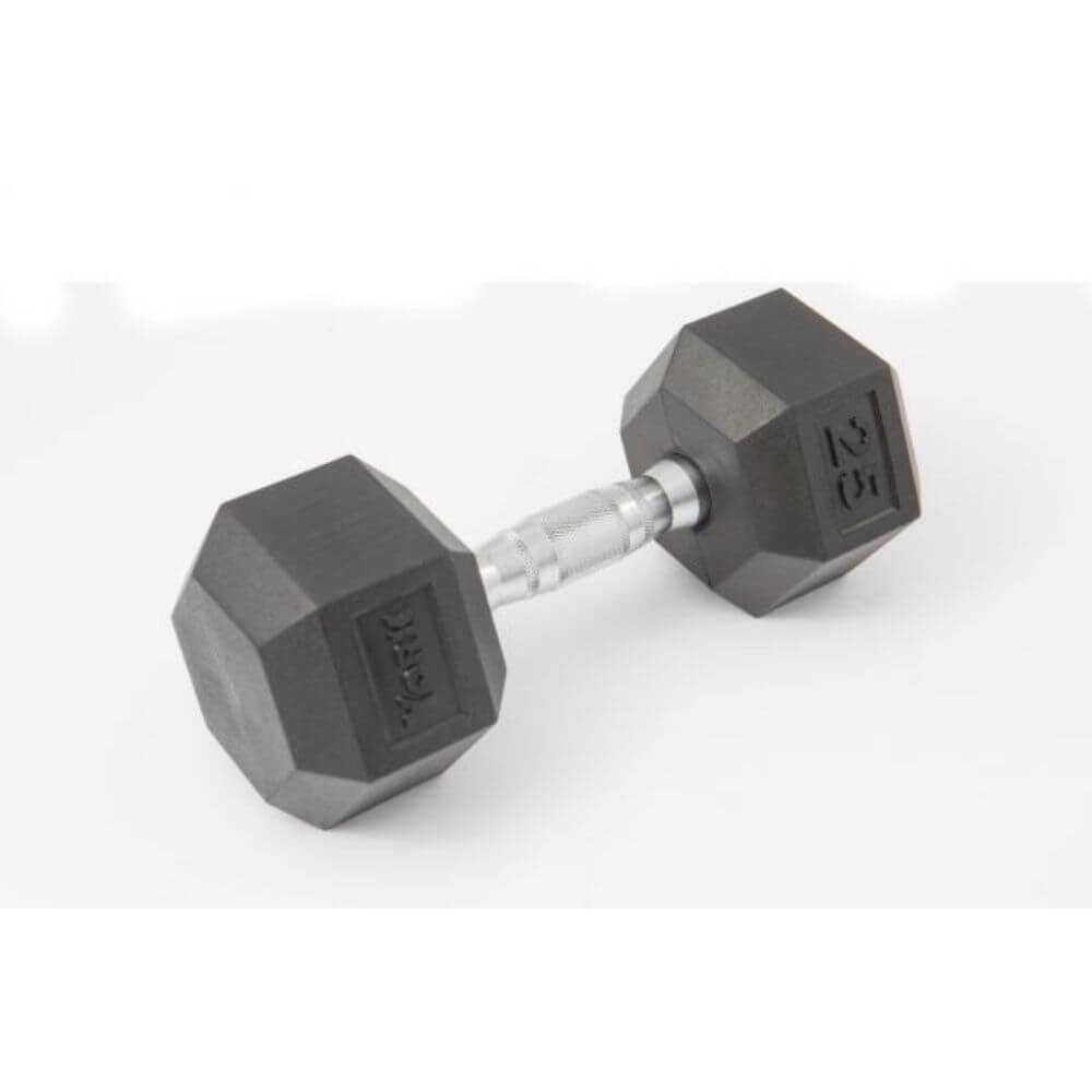 York Rubber Hex Dumbbells - Premium Weight Training Equipment for Home Gym & CrossFit Workouts | Non-Slip Grip, Durable Rubber Coating | Perfect for Strength Training, HIIT, and Functional Fitness