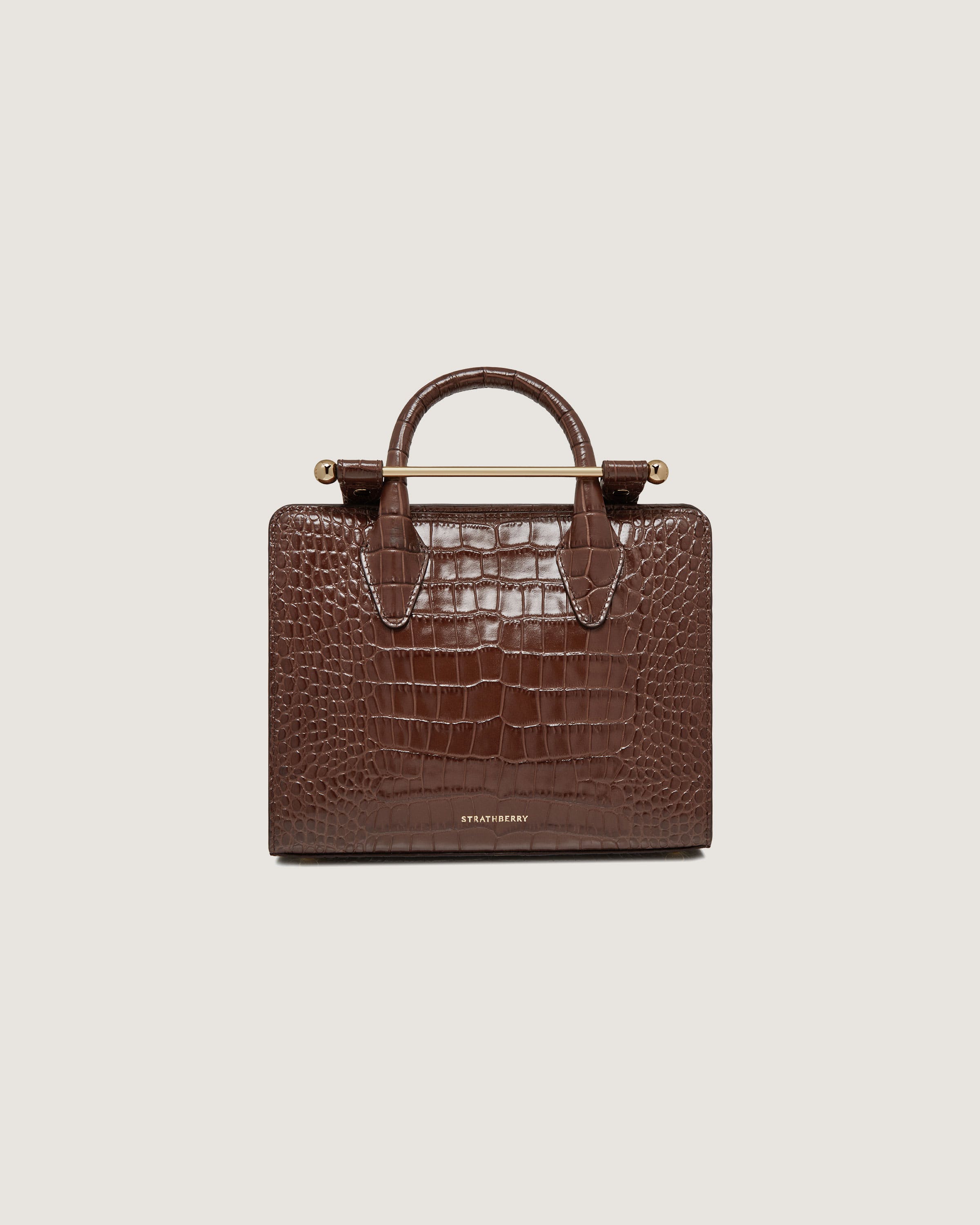 Mini Tote Bag - Croc Embossed Leather Handbag in Chocolate Brown | Stylish Women's Shoulder Purse for Work, Shopping & Daily Use