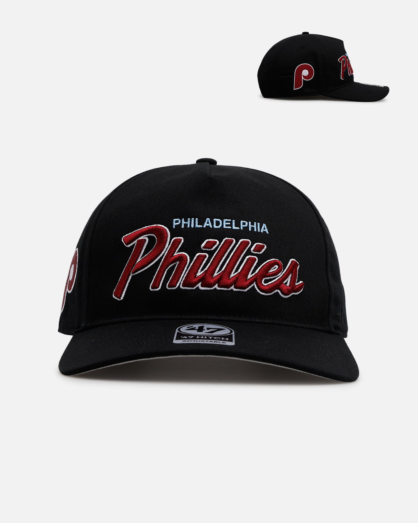 47 Brand Philadelphia Phillies 'Black Dome Script' 47 Hitch Snapback Black Hat - Official MLB Licensed Baseball Cap for Men & Women - Perfect for Game Day, Sports Events & Casual Wear