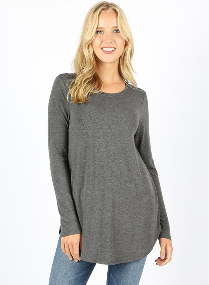 Women's Long Sleeve Scoop Neck T-Shirt - Soft Cotton Casual Top for Everyday Wear - Perfect for Work, Date Night & Weekend Outfits