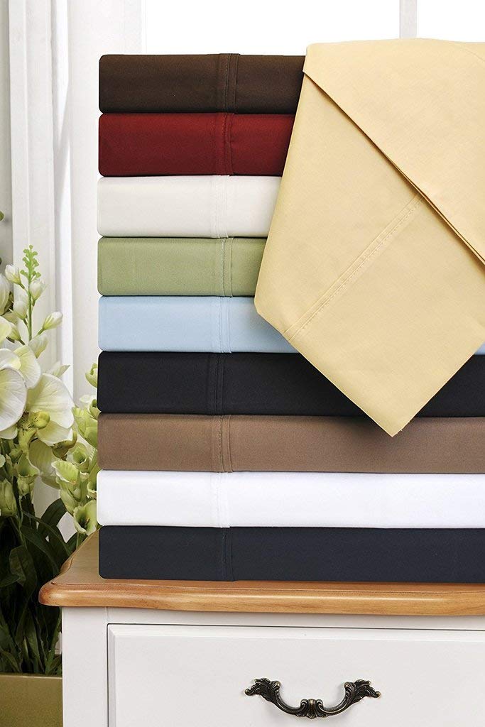 Premium 500 TC Egyptian Cotton Full Size Bed Sheet Set - Luxurious Comfort, Solid Black, Deep Pocket 8