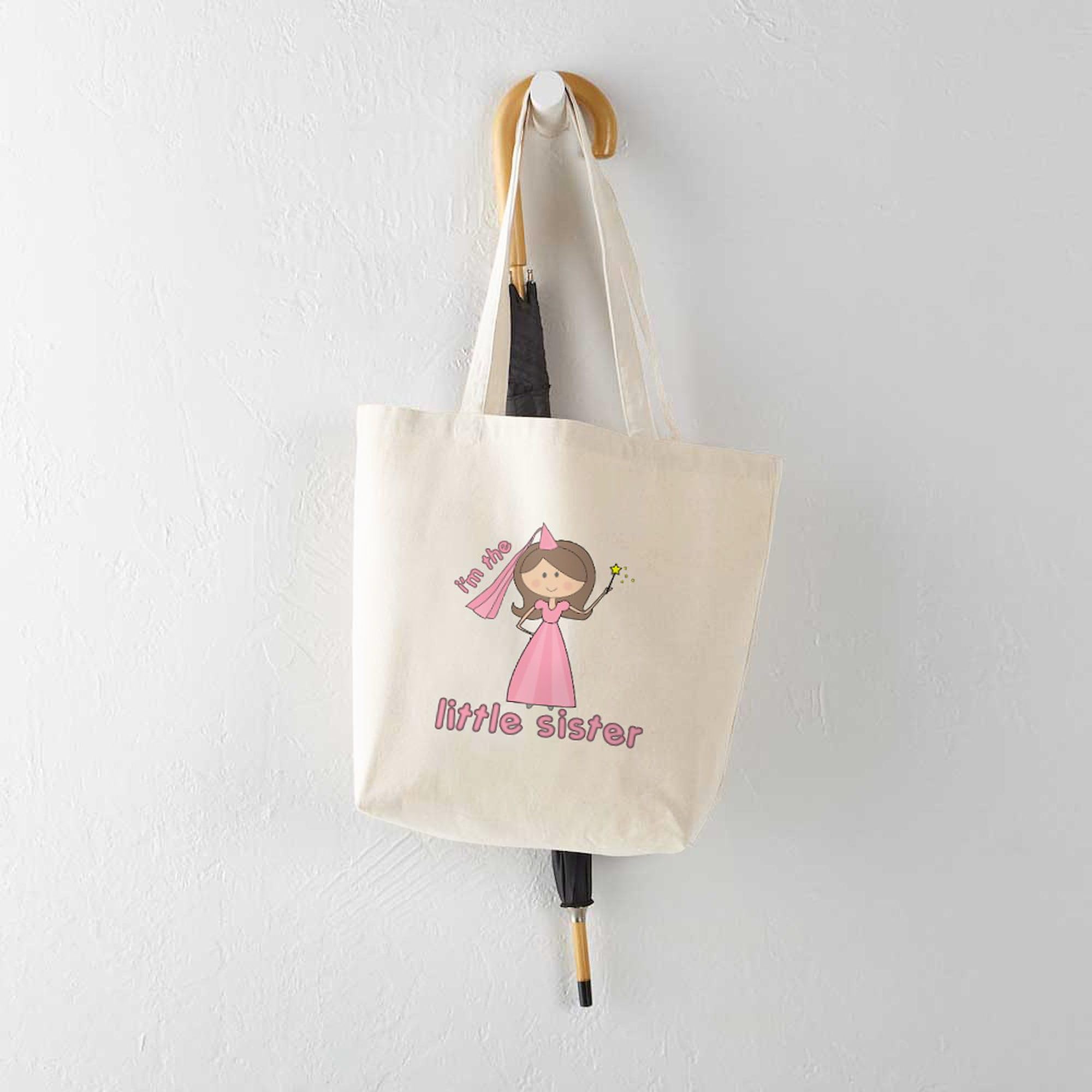 Princess Little Sister Tote Bag - Natural Canvas Reusable Shopping Bag for Women & Girls | Perfect for Groceries, School, Beach & Everyday Use