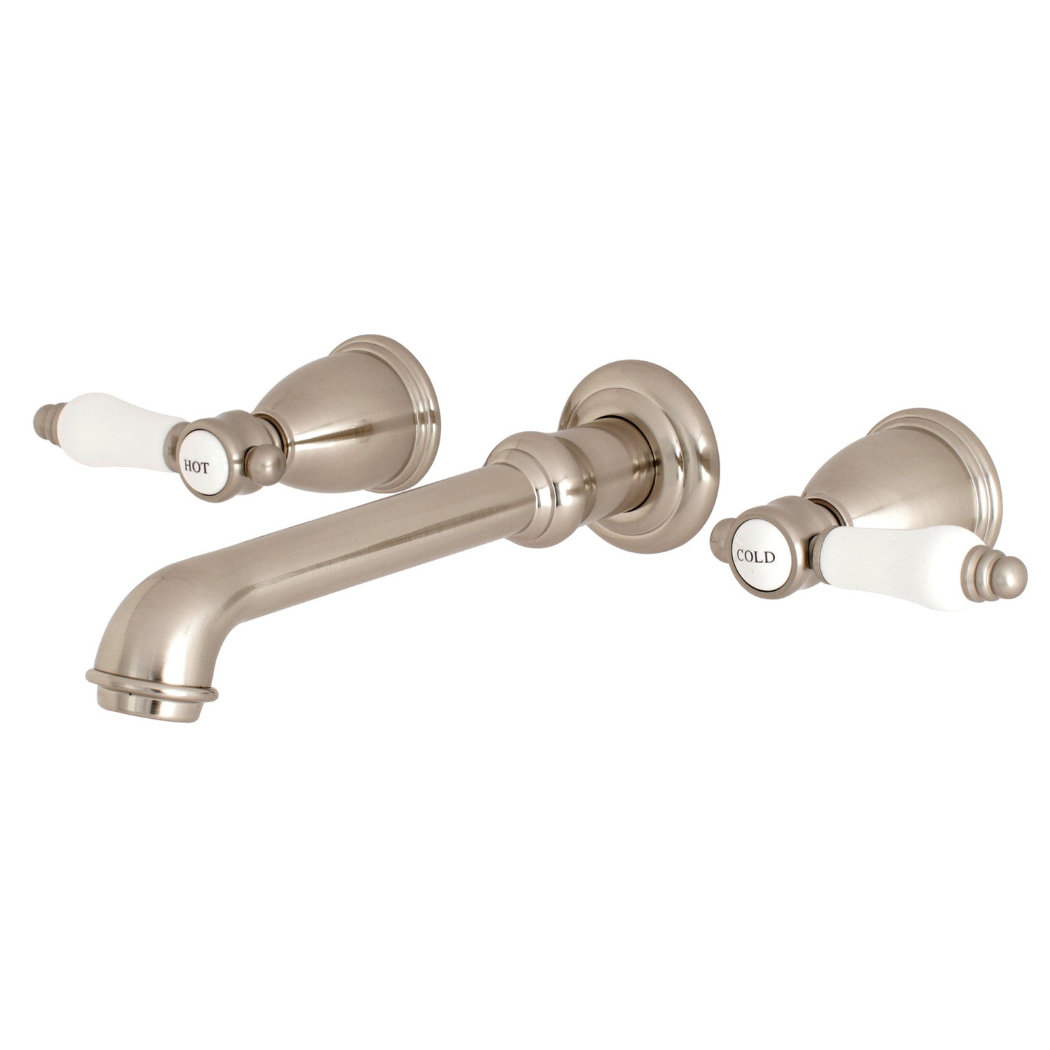 Bel Air KS7028BPL Brushed Nickel Roman Tub Faucet - Two Handle 3 Hole Wall Mount Bathroom Fixture for Spa, Luxury Bath & Master Suite Relaxation