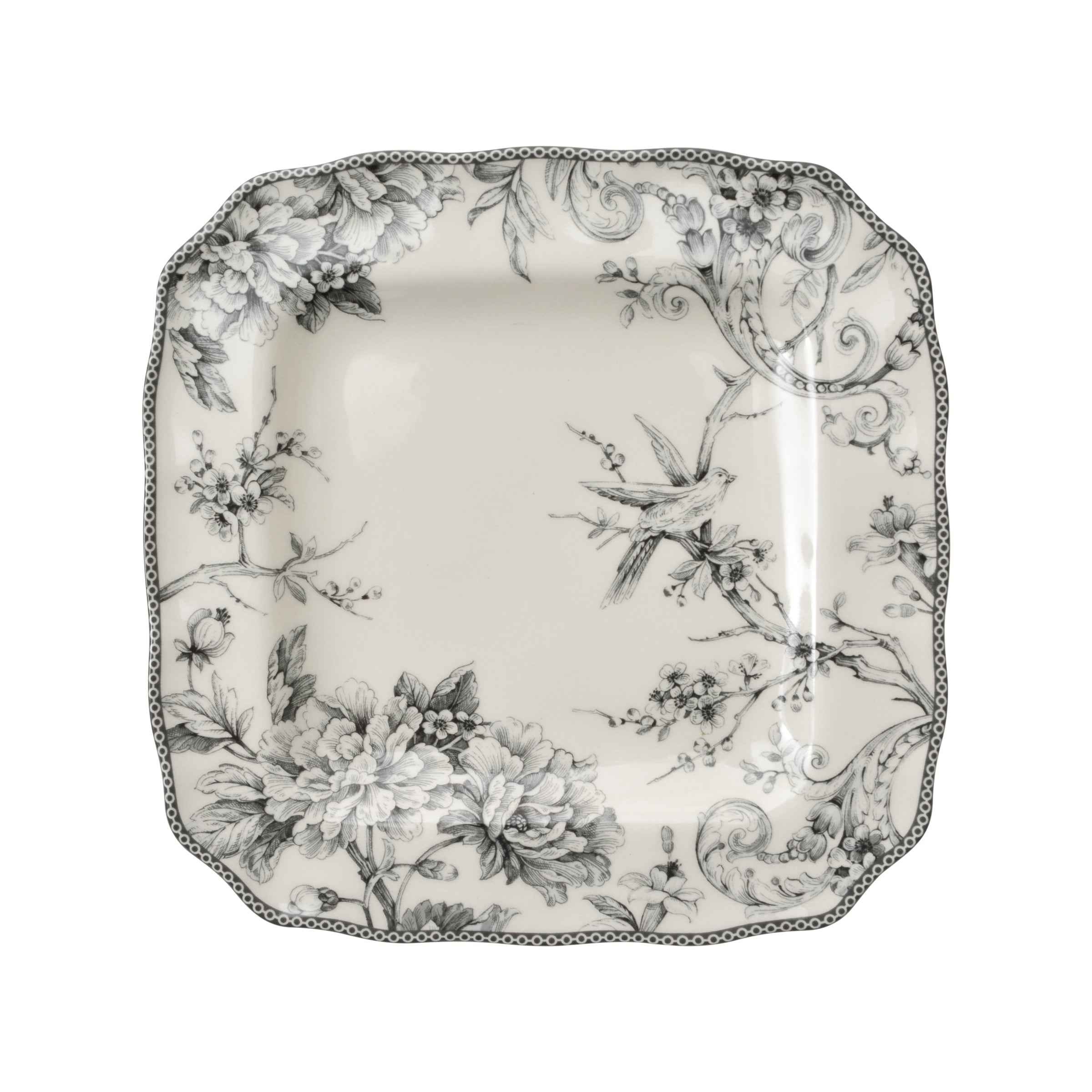 222 Fifth 1000GY804A1J57 16-Piece Adelaide Square Grey Dinnerware Set - Elegant Tableware for Formal Dining, Dinner Parties & Home Decor
