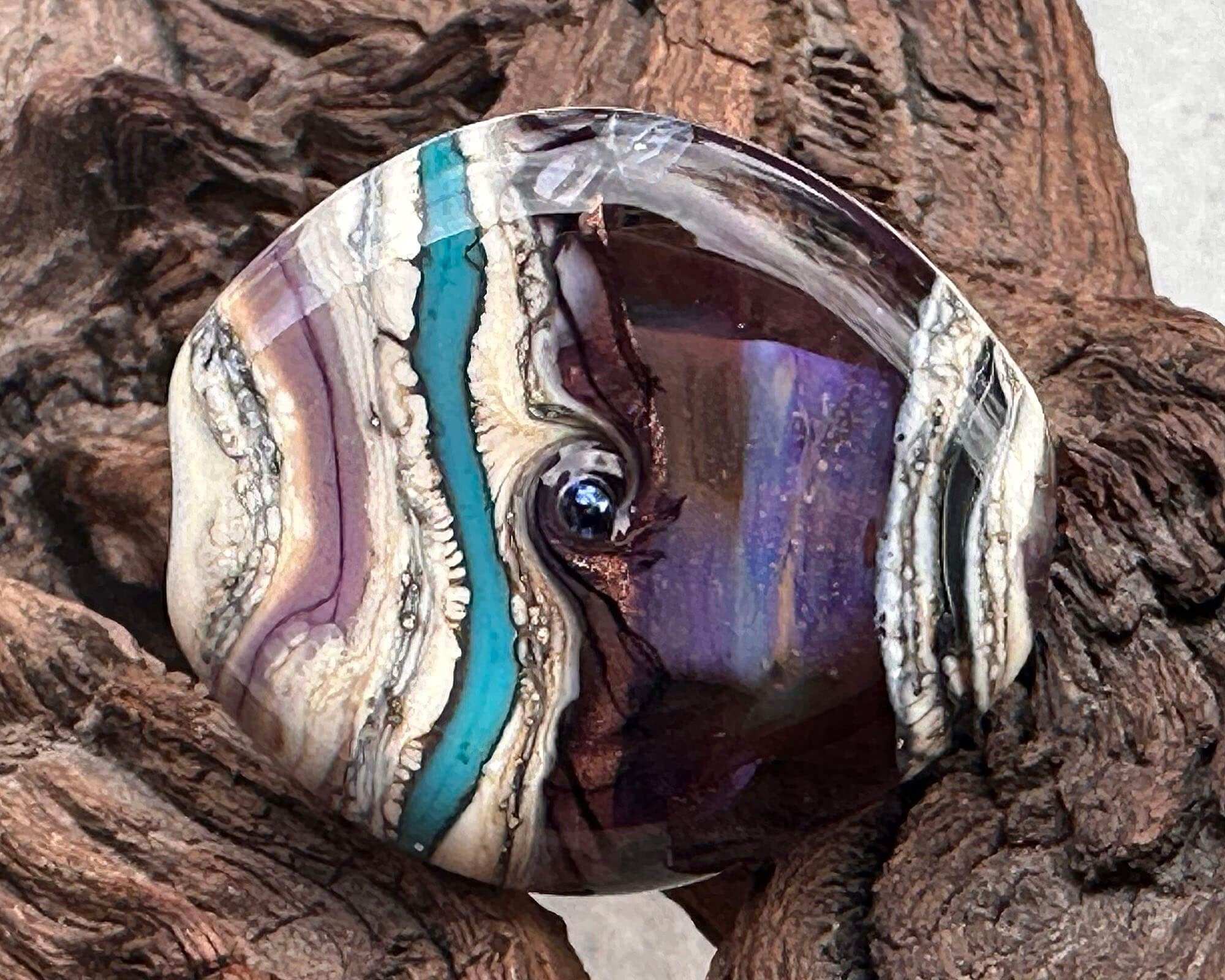 Handmade Purple Organic Lampwork Glass Focal Bead for Jewelry Making - Perfect for Necklaces, Bracelets, and DIY Craft Projects