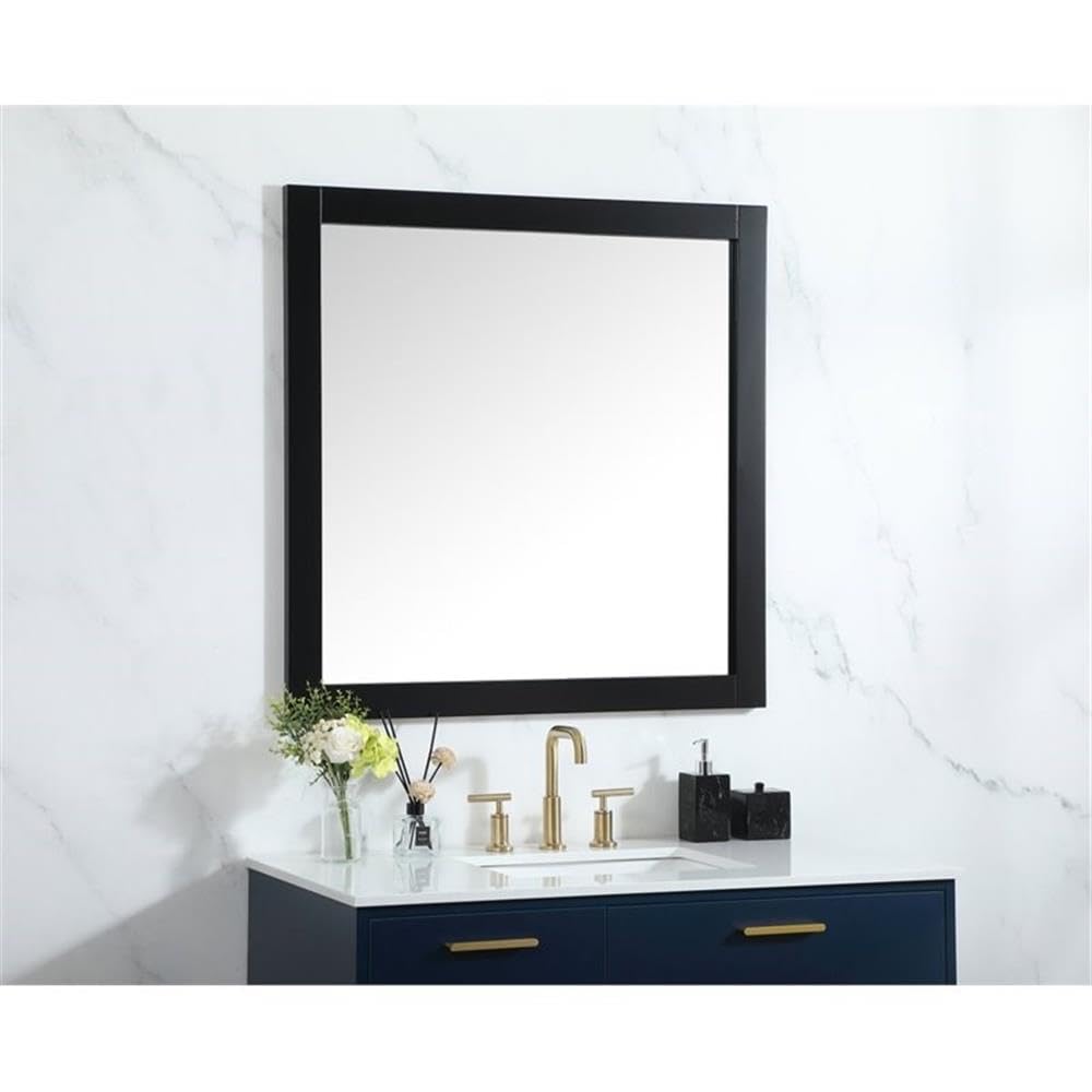 Elegant Black 36x36 Vanity Mirror - MDF & Metal for Bathroom Decor