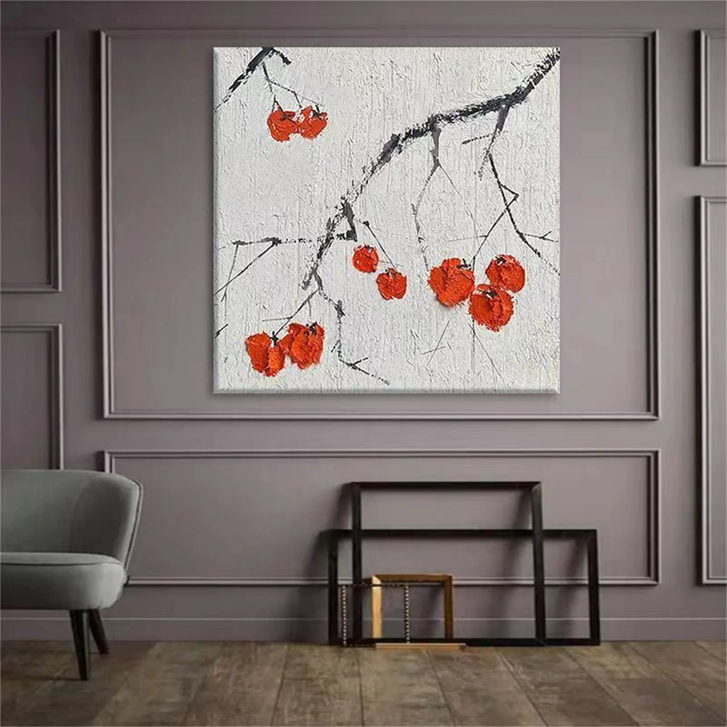 Flower and Tree Painting #FT063 - Handmade Canvas Wall Art for Home Decor, Office, Living Room & Bedroom