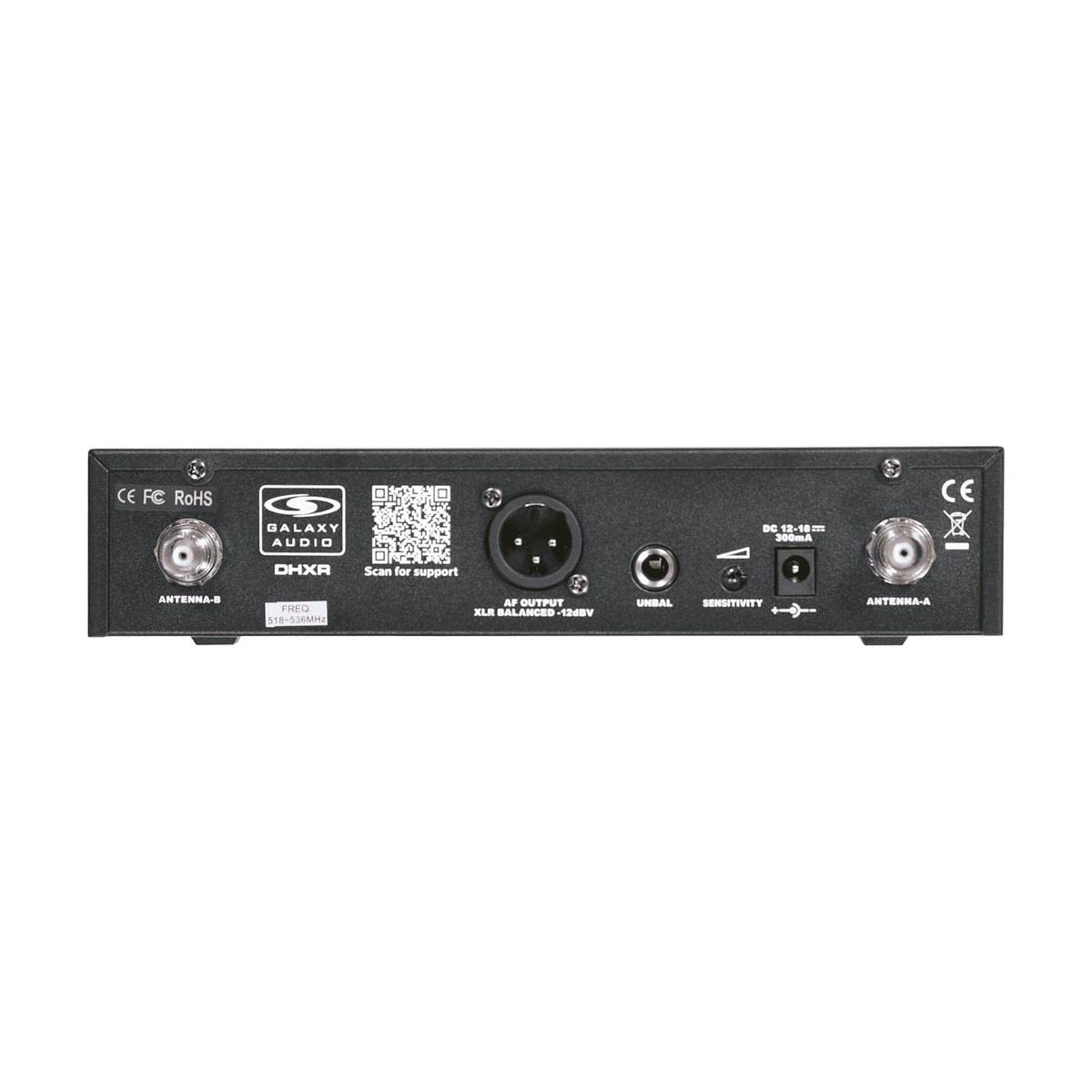 Galaxy Audio DHX Wireless Headset Microphone System with DHXR Receiver & MBP77 Bodypack Transmitter (584-607MHz) - Perfect for Live Performances, Public Speaking, and Broadcasting