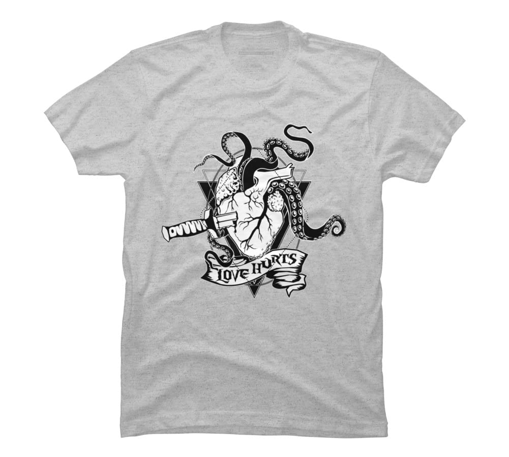 Design By Humans Men's Love Hurts The Monster Heart Valentine's Day Graphic T-Shirt | Funny Couples Gift for Him | Date Night & Anniversary Outfit