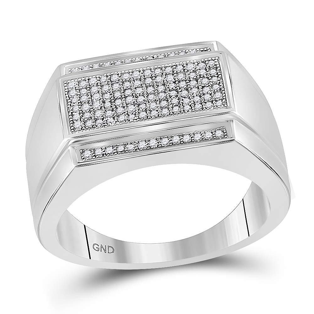 Sonia Jewels 925 Sterling Silver Round Diamond Men's Wedding Band Ring - Micro Pave Setting (1/3 cttw) - Perfect for Engagement, Anniversary & Special Occasions