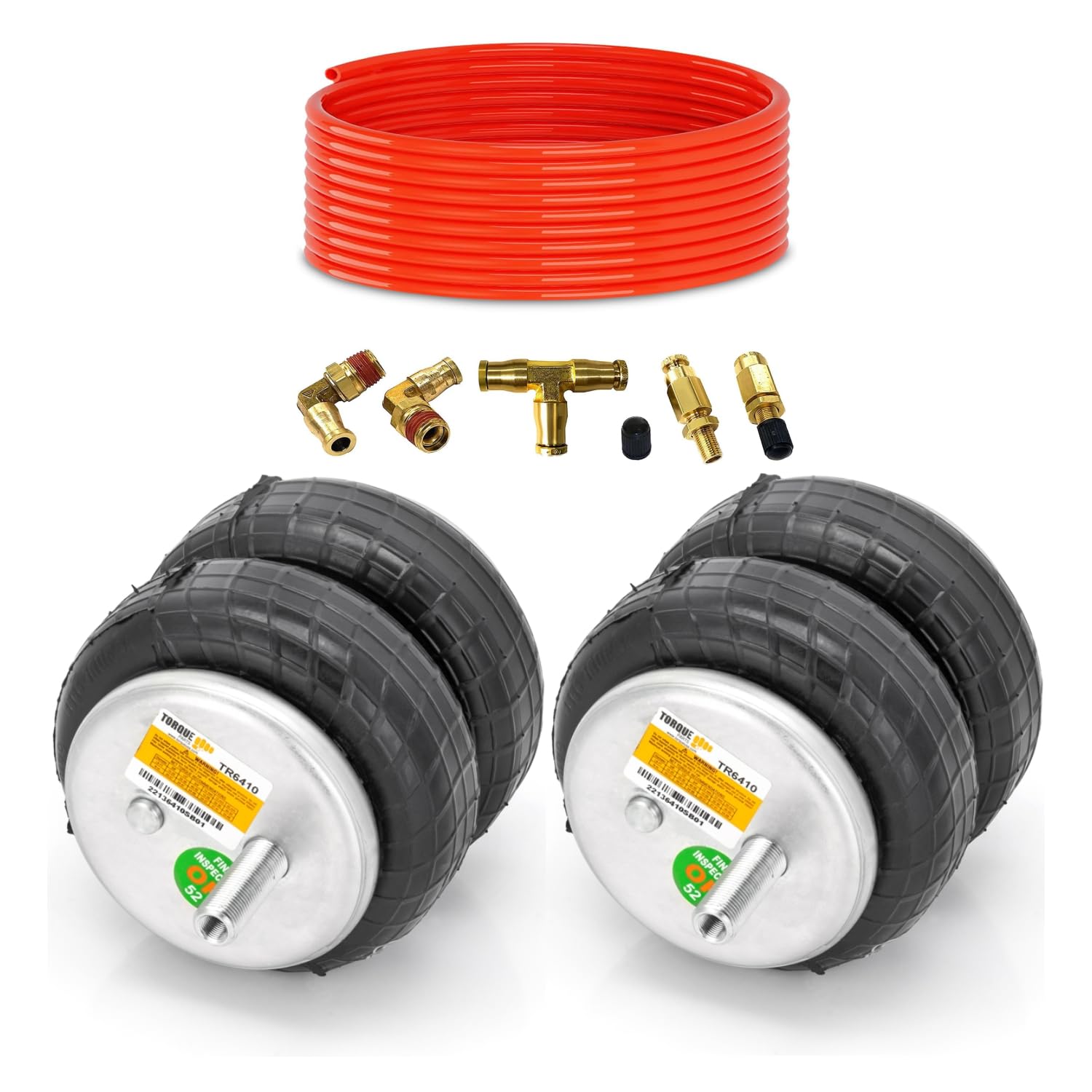 TORQUE 2-Piece 6410 Air Bag Replacement Kit for Firestone Ride-Rite & Torque Air Suspension - Compatible with Firestone 6410 Airbags, Includes Fittings & Tubing (2 x TR6410) - Ideal for Truck & RV Suspension Upgrades, Heavy-Duty Towing & Off-Road Performance