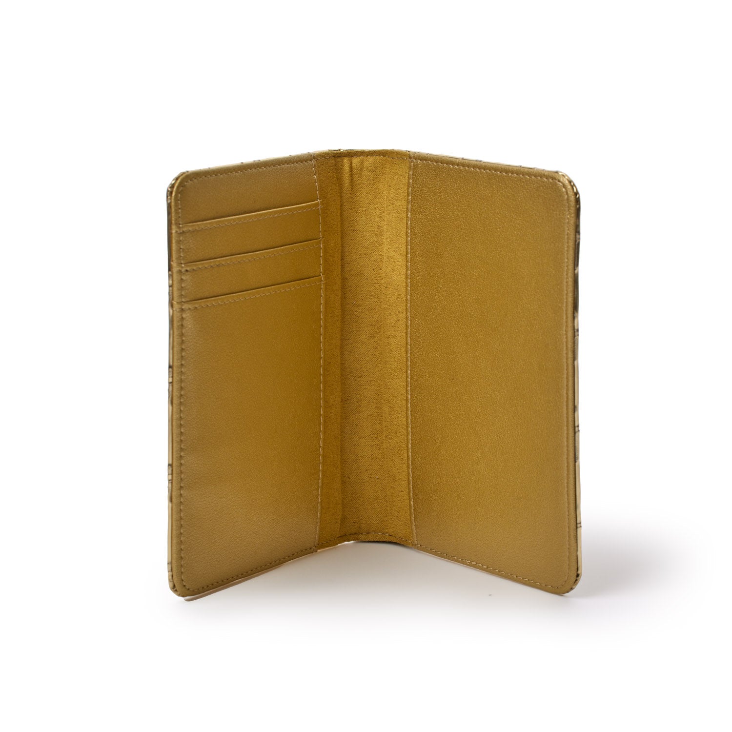 Luxury Metallic Monogram Passport Holder - Gold Shine for Travel & Business Trips | RFID Blocking & Stylish Accessory