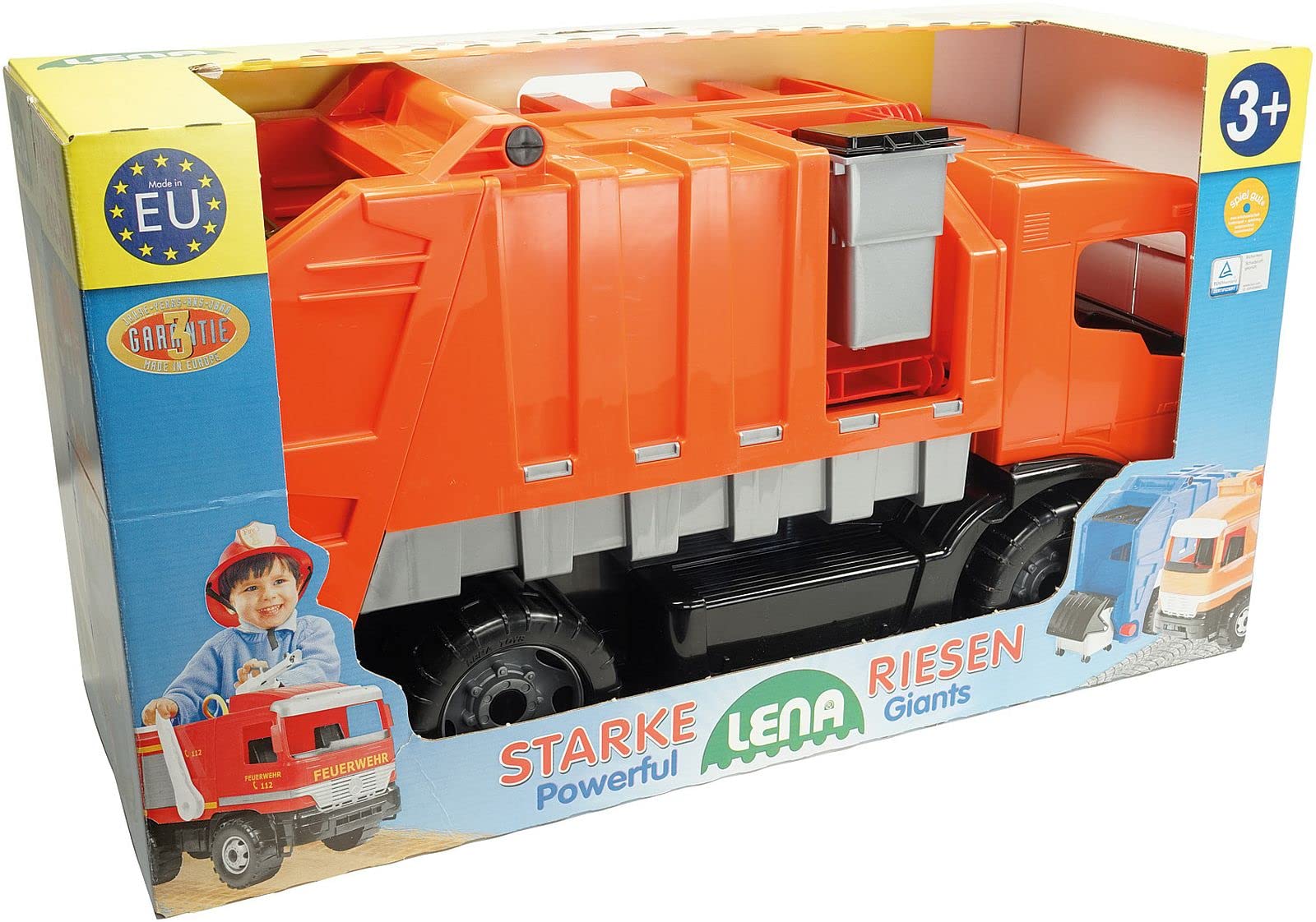 Ksmtoys Construction Toys - Powerful Giants Toy Garbage Truck with Garbage & Recycle Bin, Yellow & Black Dumpster Truck for Kids Ages 3+ | Pretend Play, Educational Toy for Boys & Girls | Perfect for Recycling Awareness & Role-Playing Games