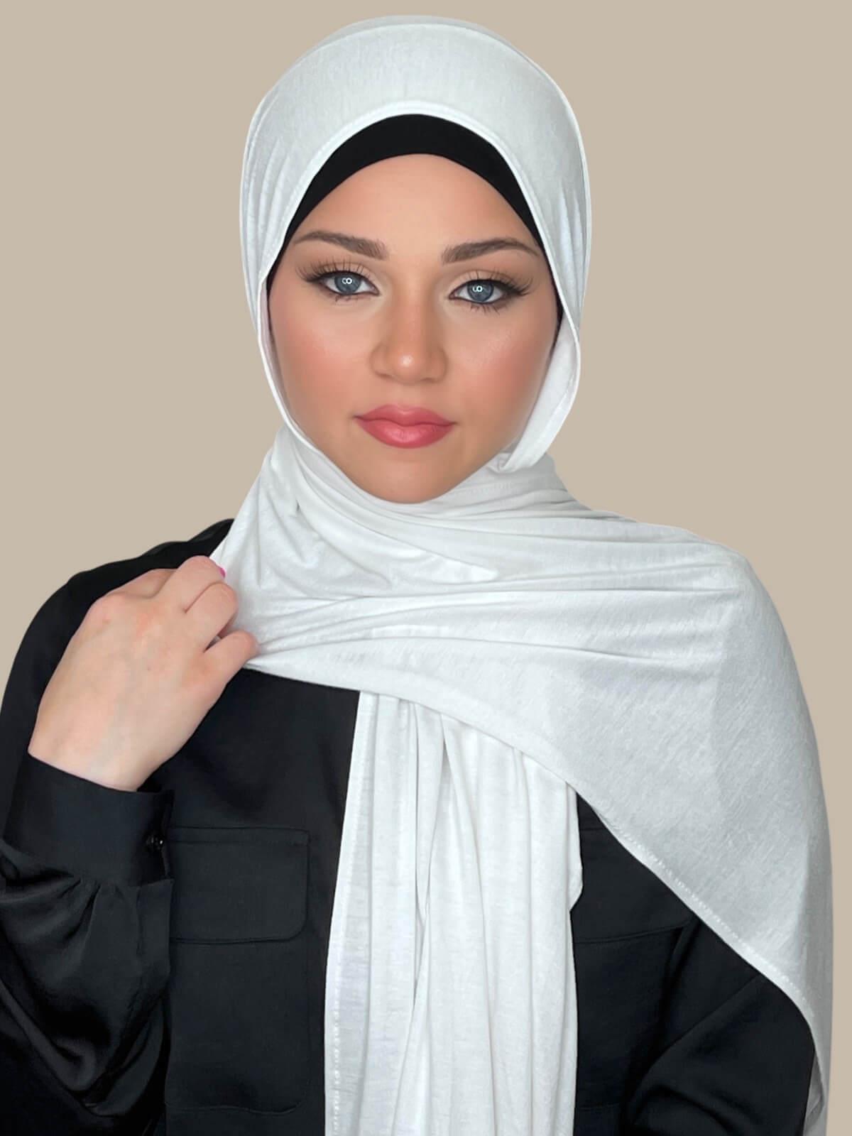 Classic Jersey Hijab Scarf - Soft & Breathable White Muslim Headscarf for Women - Perfect for Daily Wear, Prayer, and Modest Fashion