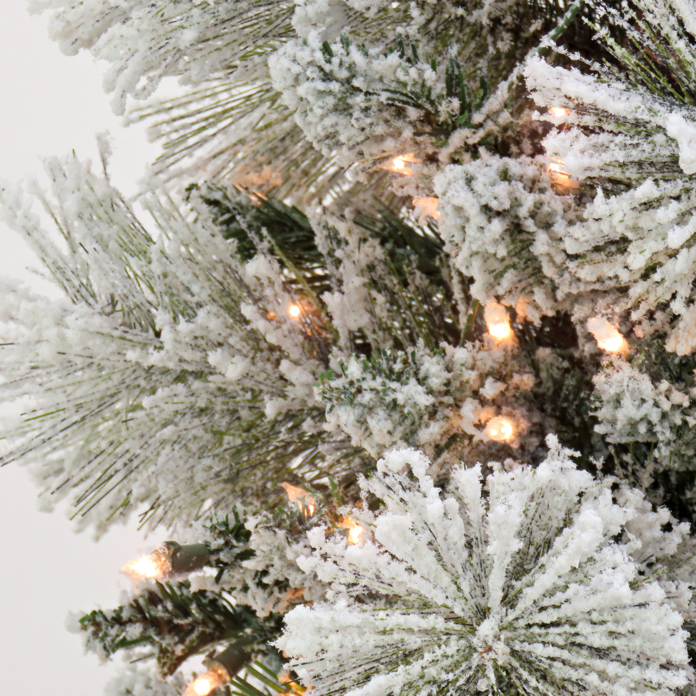 6.5 ft Pre-Lit Snowy Yorkshire Christmas Tree with Clear Incandescent Lights - Perfect for Holiday Home Decor, Living Room, Office & Festive Party Decoration
