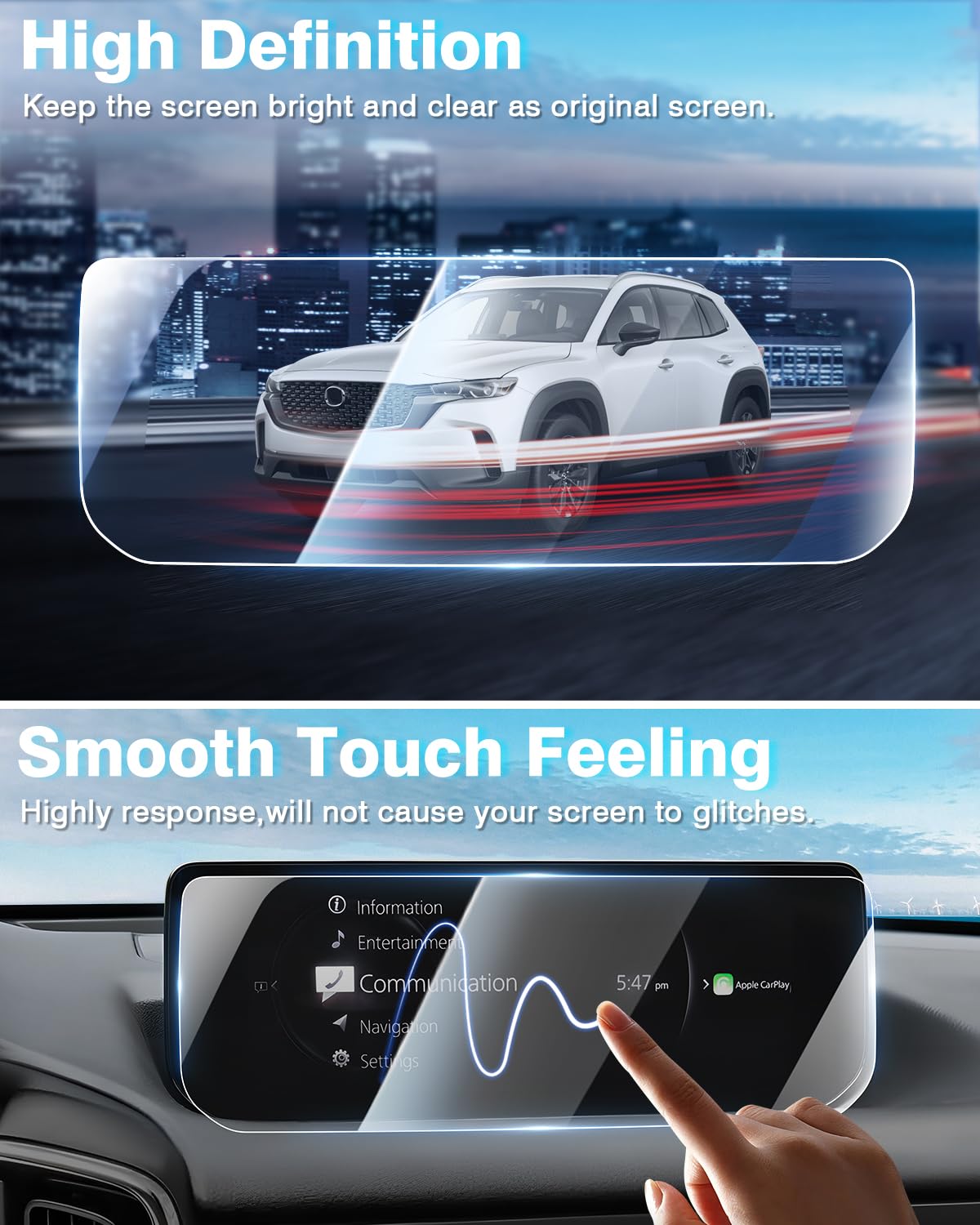 Karltys 2 Pack Tempered Glass Screen Protector for 2023-2025 Mazda CX-50 10.25