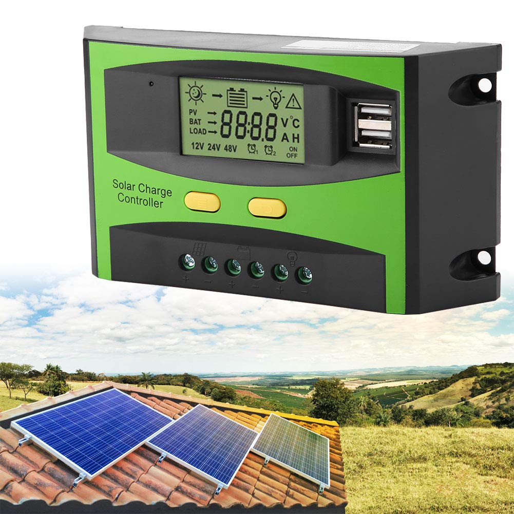 12V/24V PWM Solar Charge Controller with LCD Display - Efficient Solar Panel Regulator for Home, RV, Boat & Off-Grid Power Systems