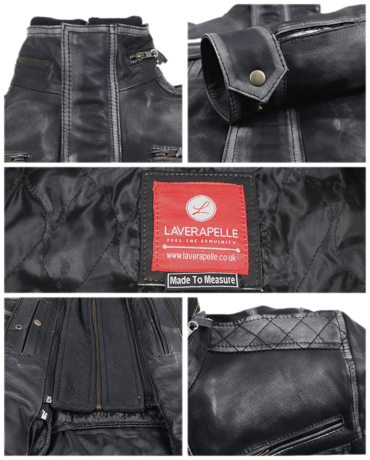 Laverapelle Men's Genuine Cowhide Ruboff Leather Jacket - Black Racer Style Biker Jacket for Motorcycle Riding & Casual Wear | Model 1801011