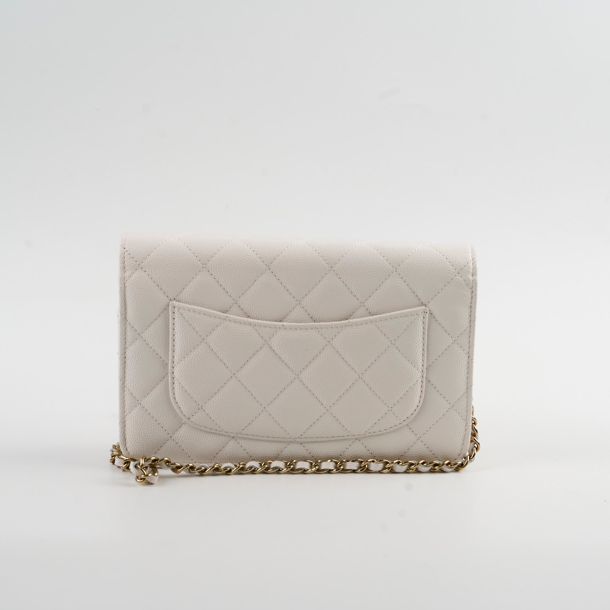 Chanel Caviar Leather Wallet On Chain Crossbody Bag - White with Microchip - Perfect for Evening Events, Parties & Luxury Fashion Accessories