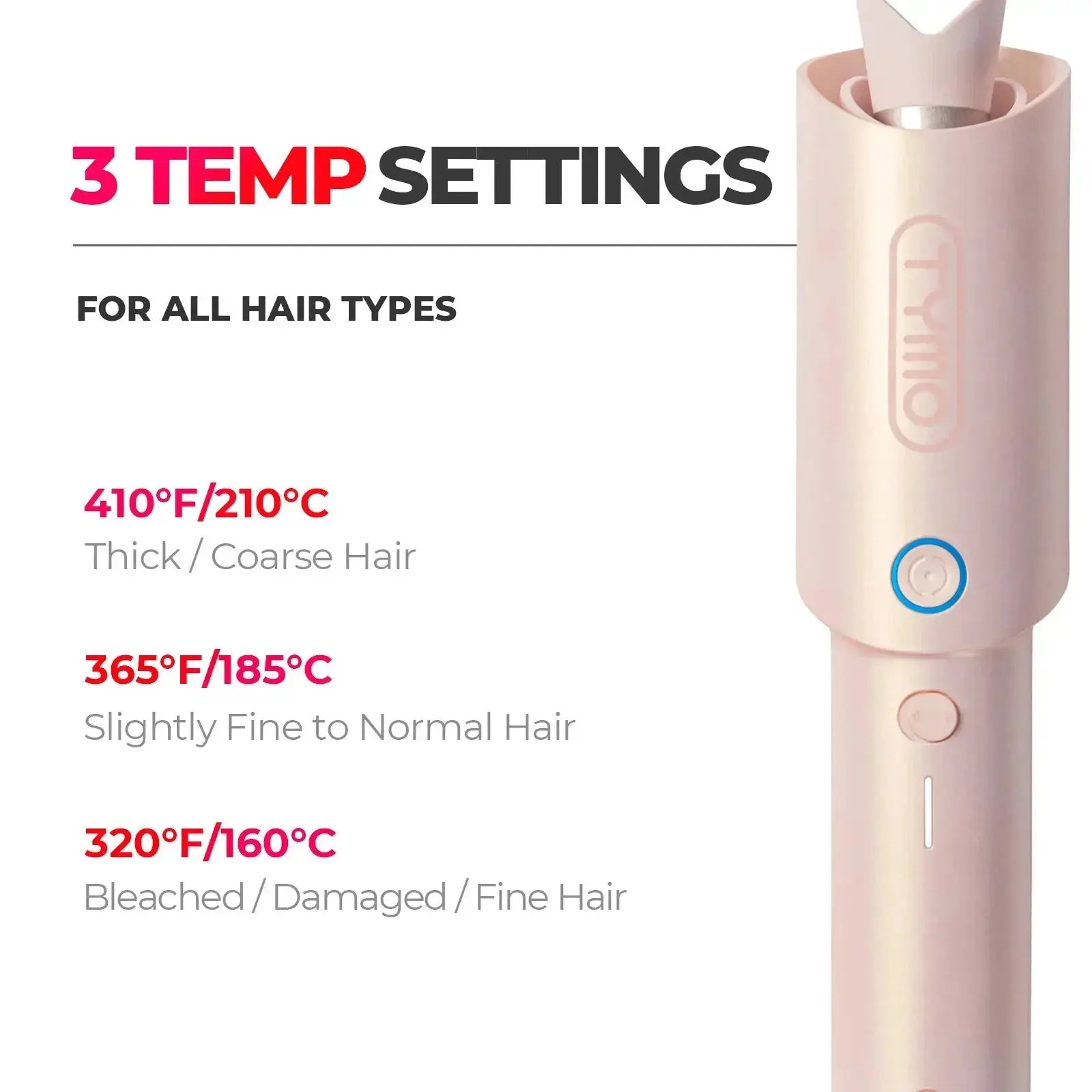 Tymo Curlgo Eco - Professional Hair Curling Iron for Salon-Quality Styling | Perfect for Home Use, Travel & Special Occasions