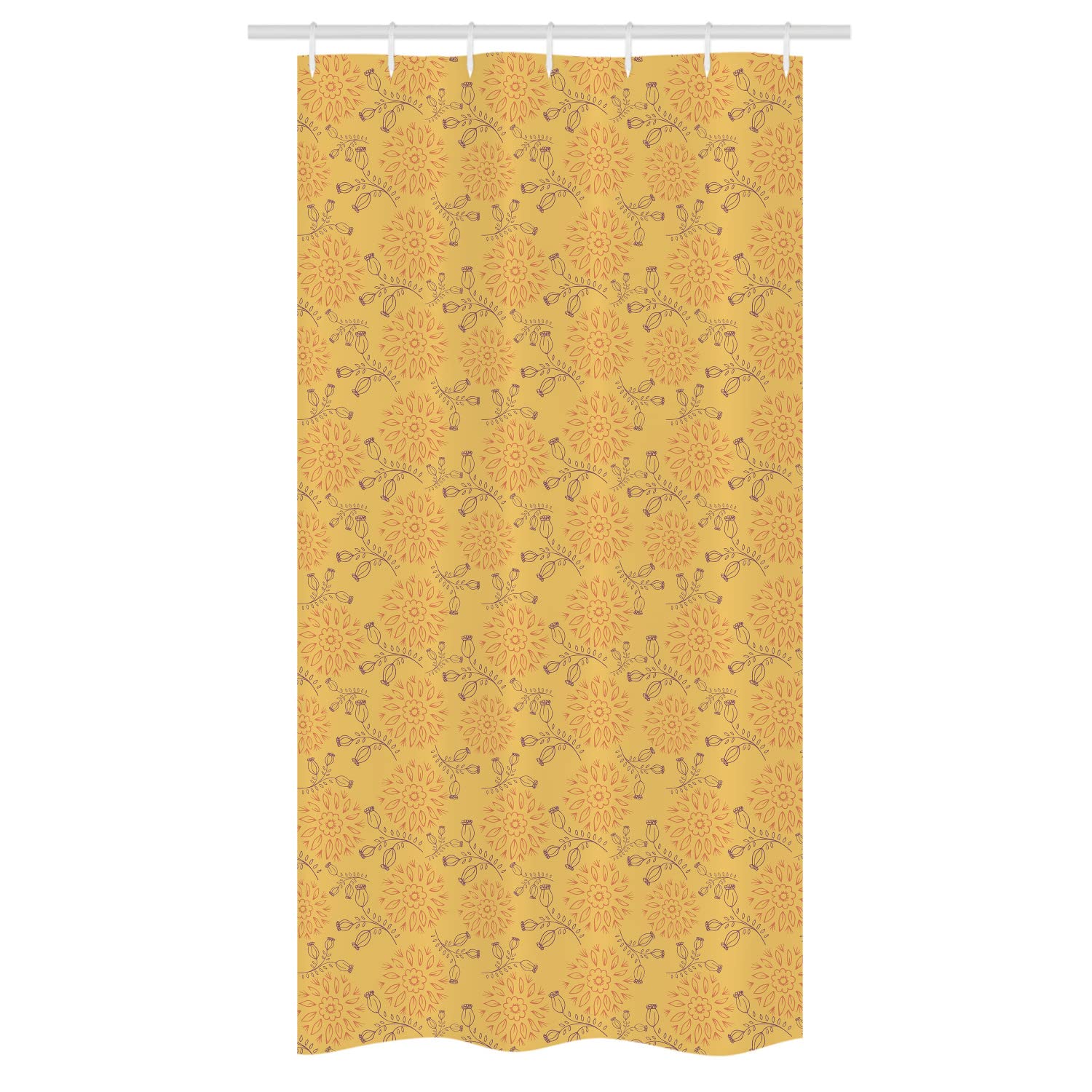 Ambesonne Floral Shower Curtain - Botanical Garden Art with Flower Branches & Leaves Design, Waterproof Fabric Bathroom Decor Set with Hooks, 36x72 Inches, Mustard Orange - Perfect for Boho, Farmhouse & Vintage Style Bathrooms