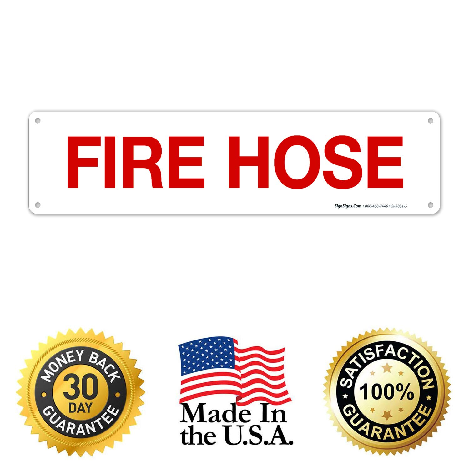 Fire Hose Sign - 3x12 Inch Rust-Free .040 Aluminum Fire Safety Sign - Fade Resistant for Indoor & Outdoor Use - Made in USA - Perfect for Warehouses, Factories & Emergency Exits