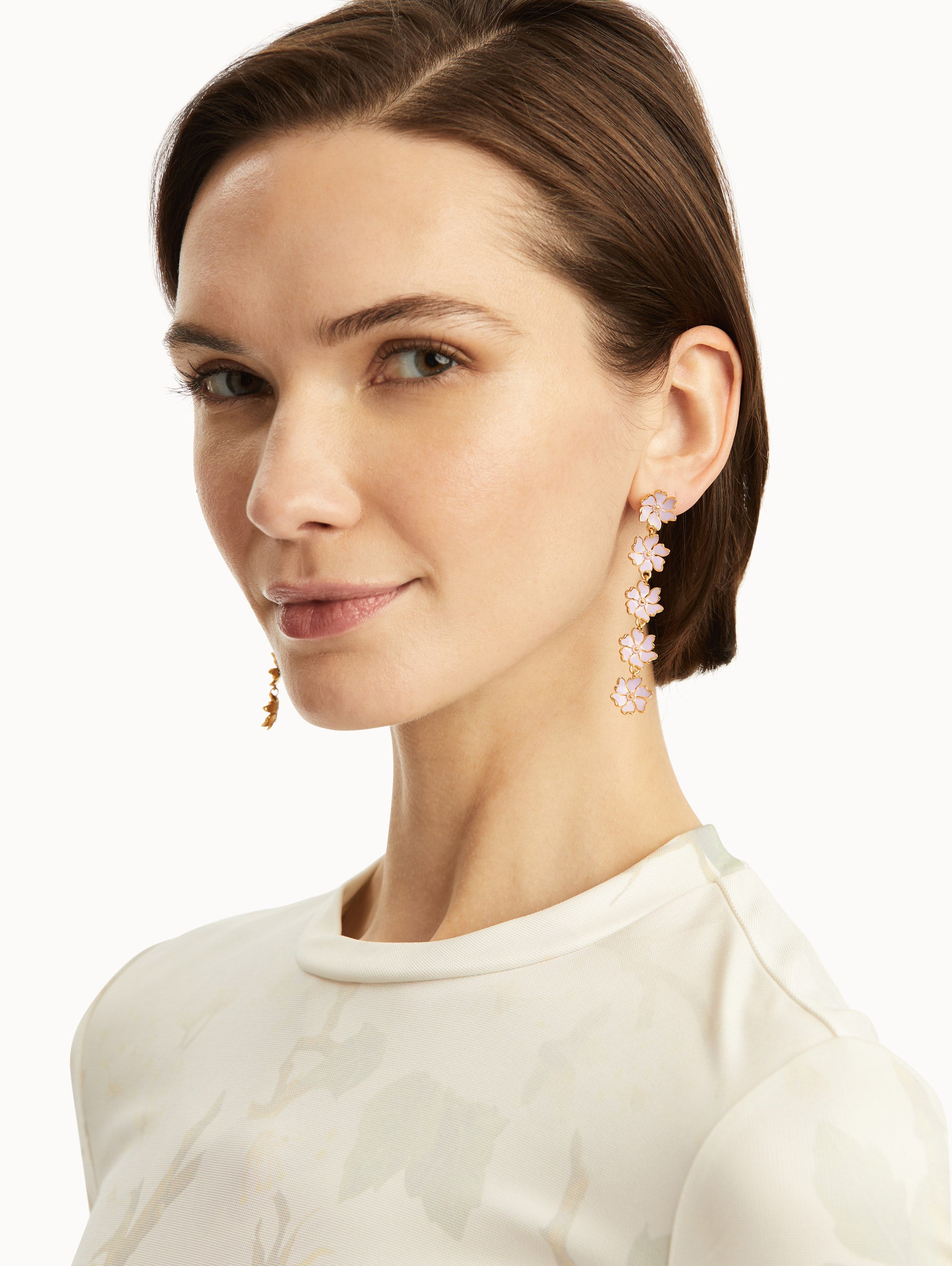 Exquisite Enamel Cherry Blossom Drop Earrings for Women - Handmade Floral Dangle Earrings - Perfect for Spring Weddings, Date Nights & Special Occasions