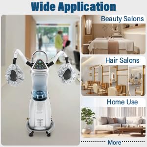 7 in 1 Professional Hood Hair Steamer with Adjustable Height & Wheels - Multifunctional Hair Treatment Machine for Perming, Coloring & Deep Conditioning | Salon & Home Use